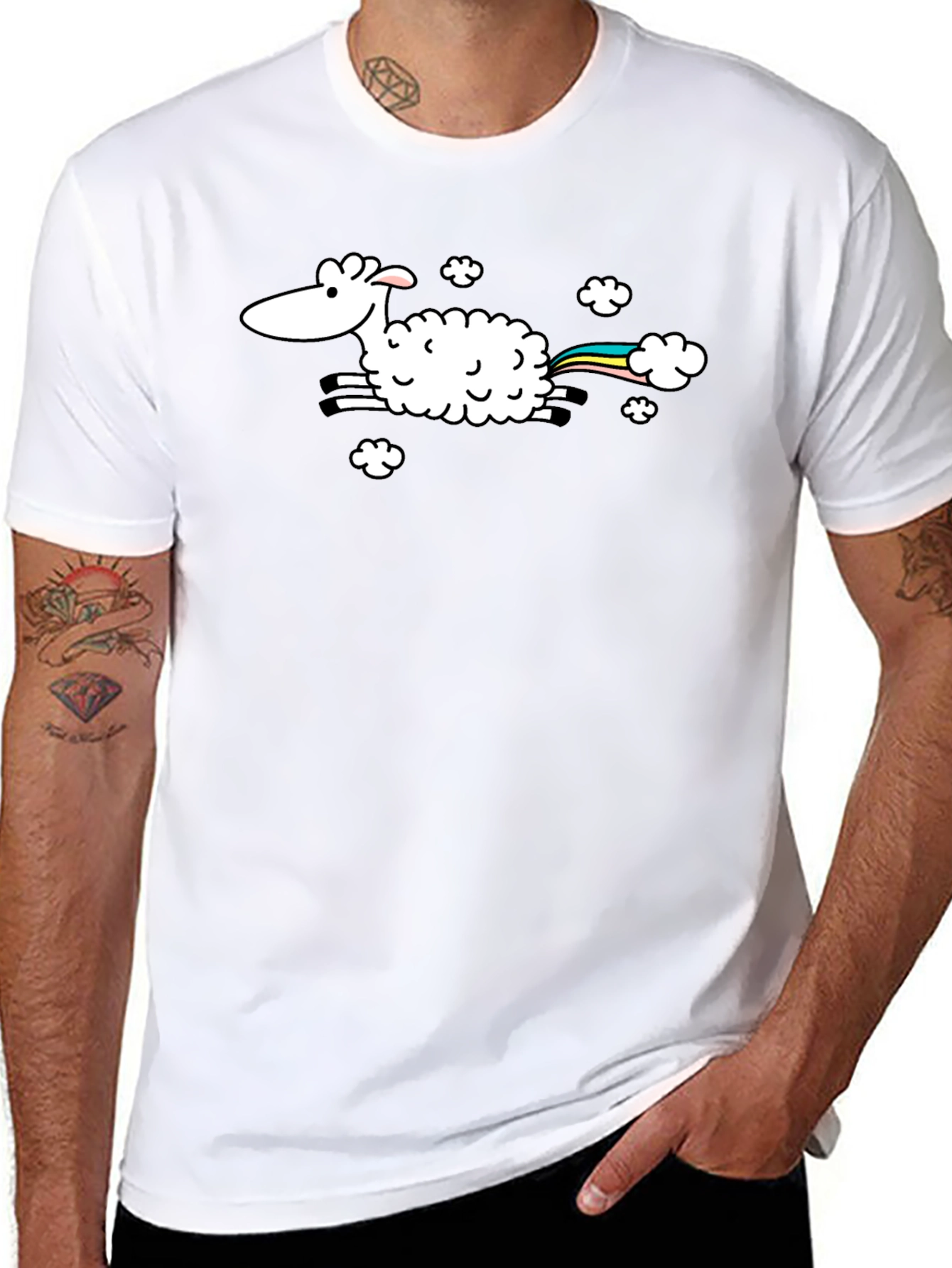 Rainbow Sheep T-Shirt - Black Cotton Tee