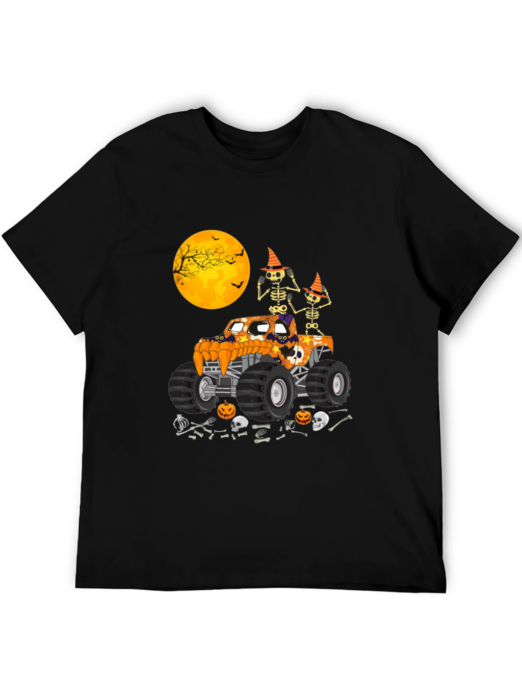 Halloween Monster Truck Skeleton T-Shirt