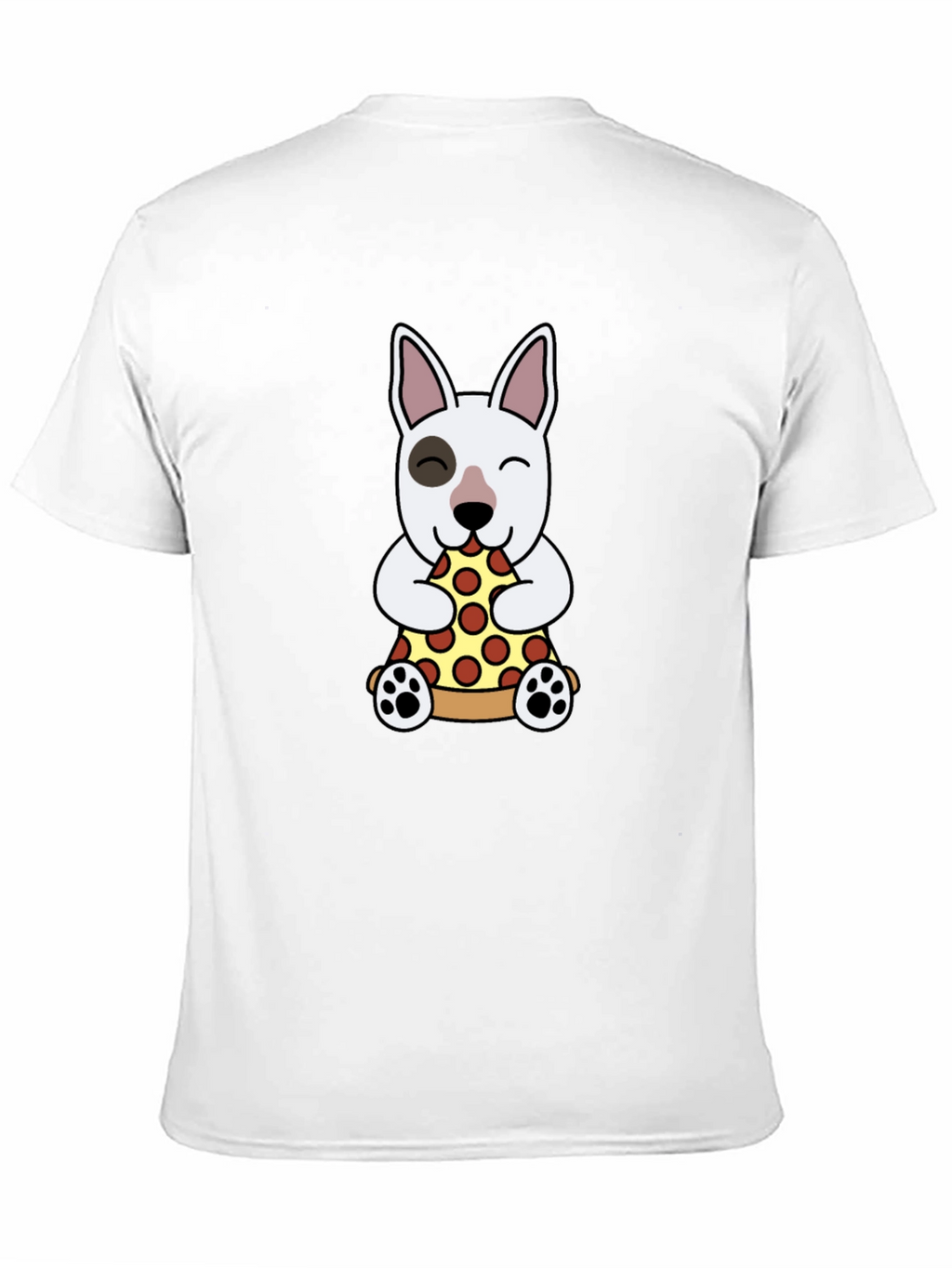 Dog Eating Pizza Graphic Tee - Black Cotton T-Shirt