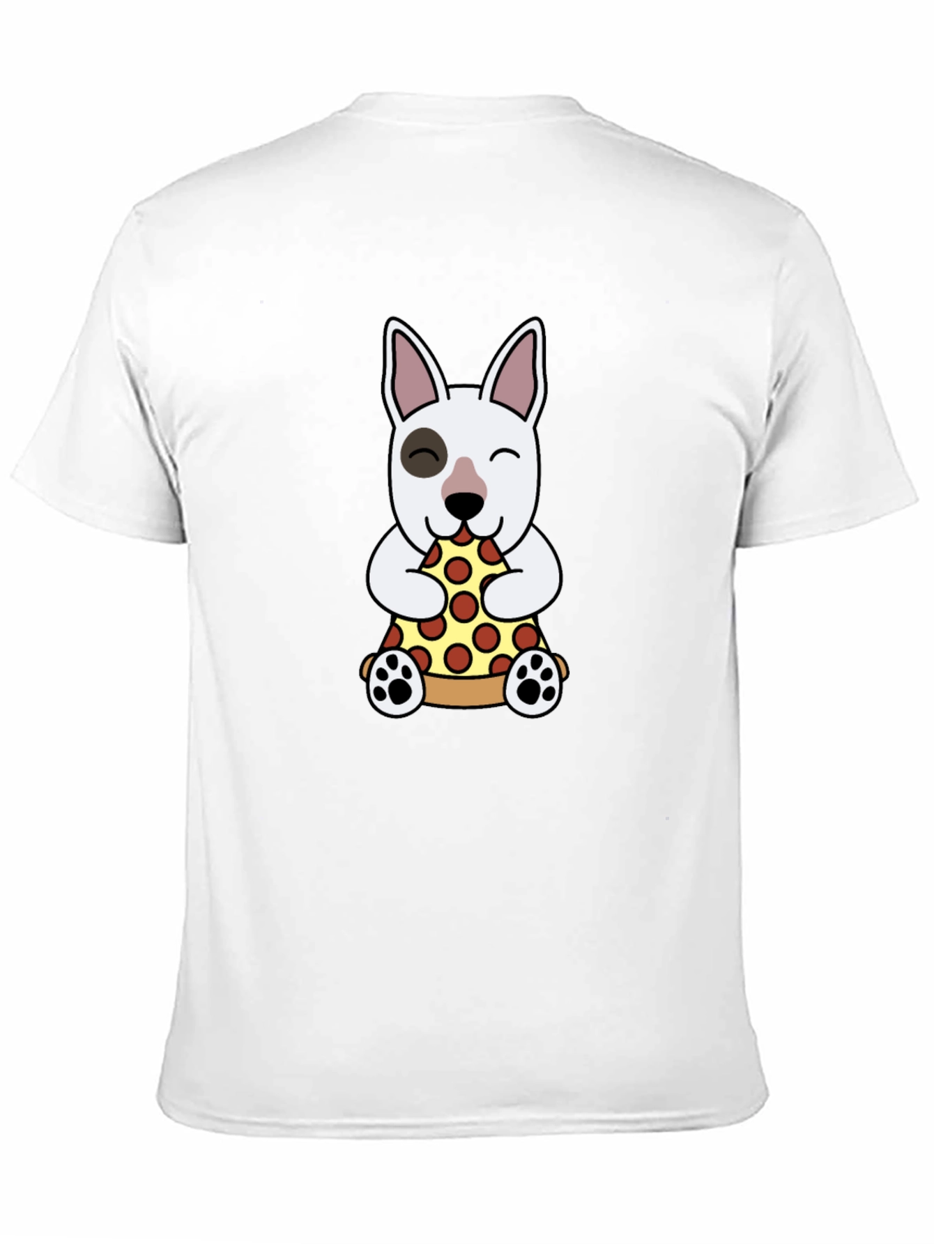 Dog Eating Pizza Graphic Tee - Black Cotton T-Shirt