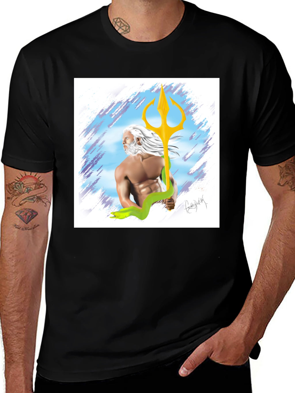 Poseidon Graphic T-Shirt - Mens Black Tee