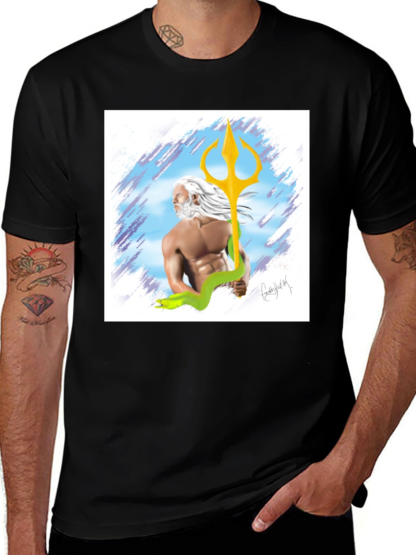 Poseidon Graphic T-Shirt - Mens Black Tee
