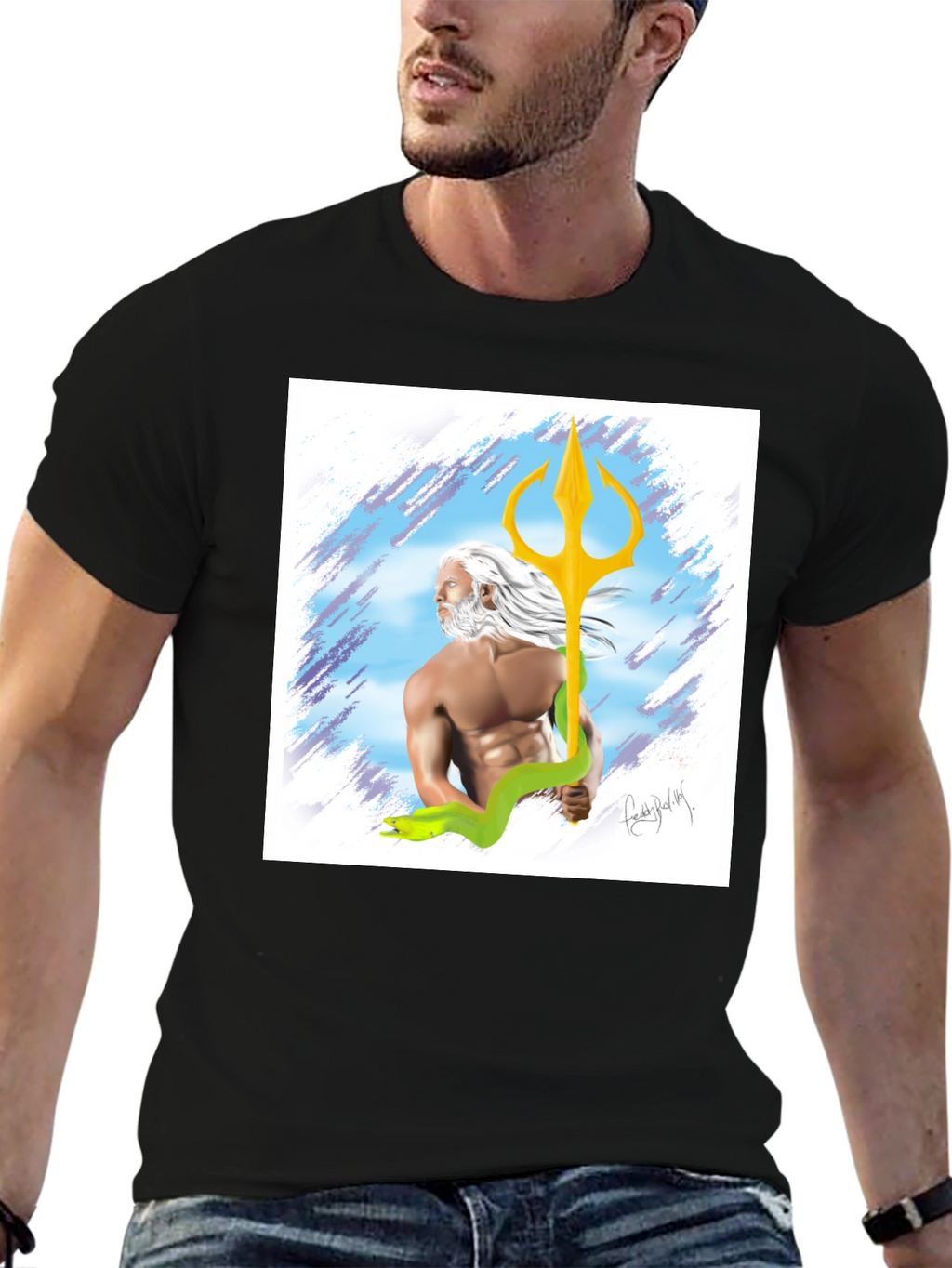 Poseidon Graphic T-Shirt - Mens Black Tee