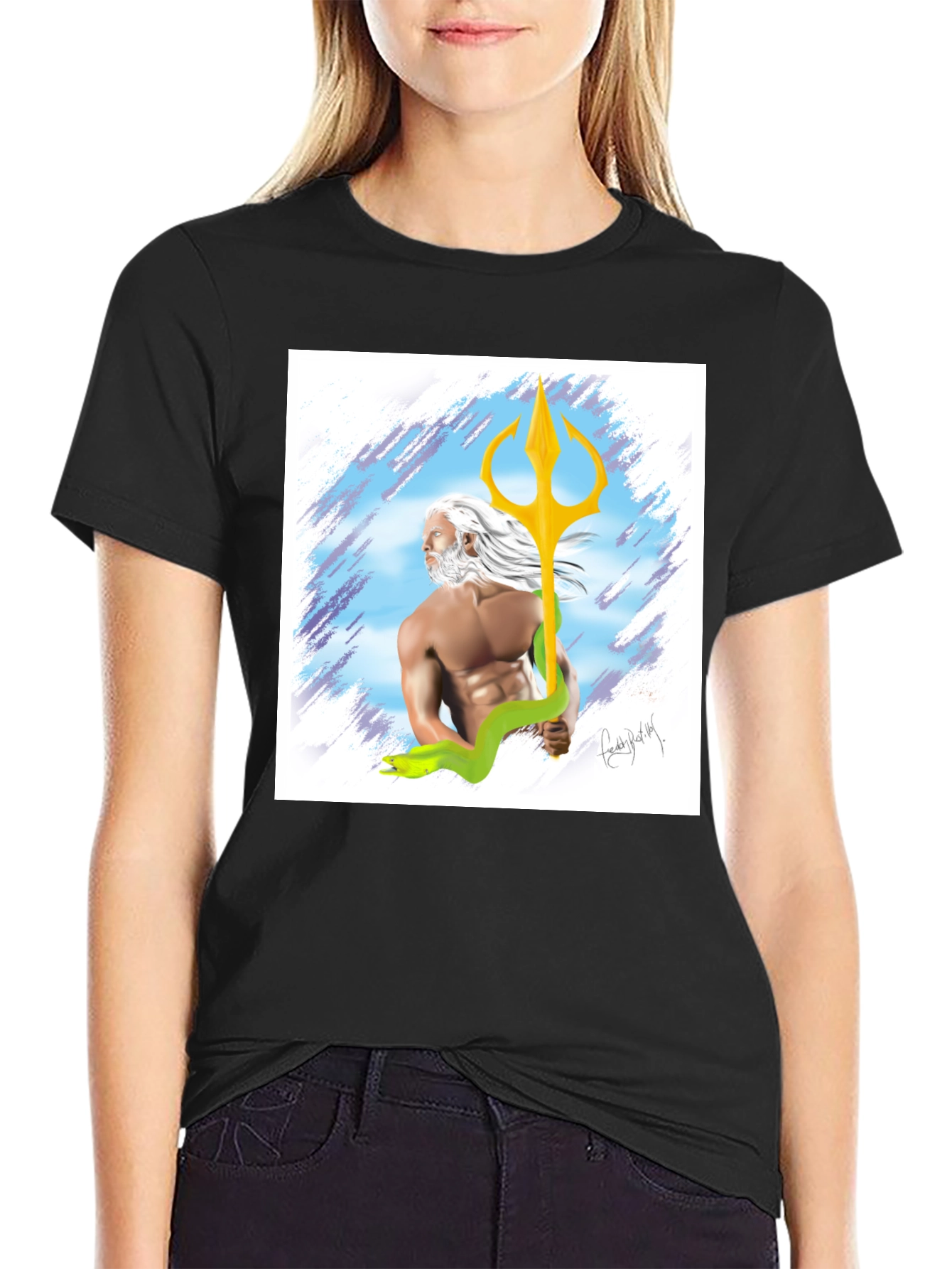 Poseidon Graphic T-Shirt - Mens Black Tee