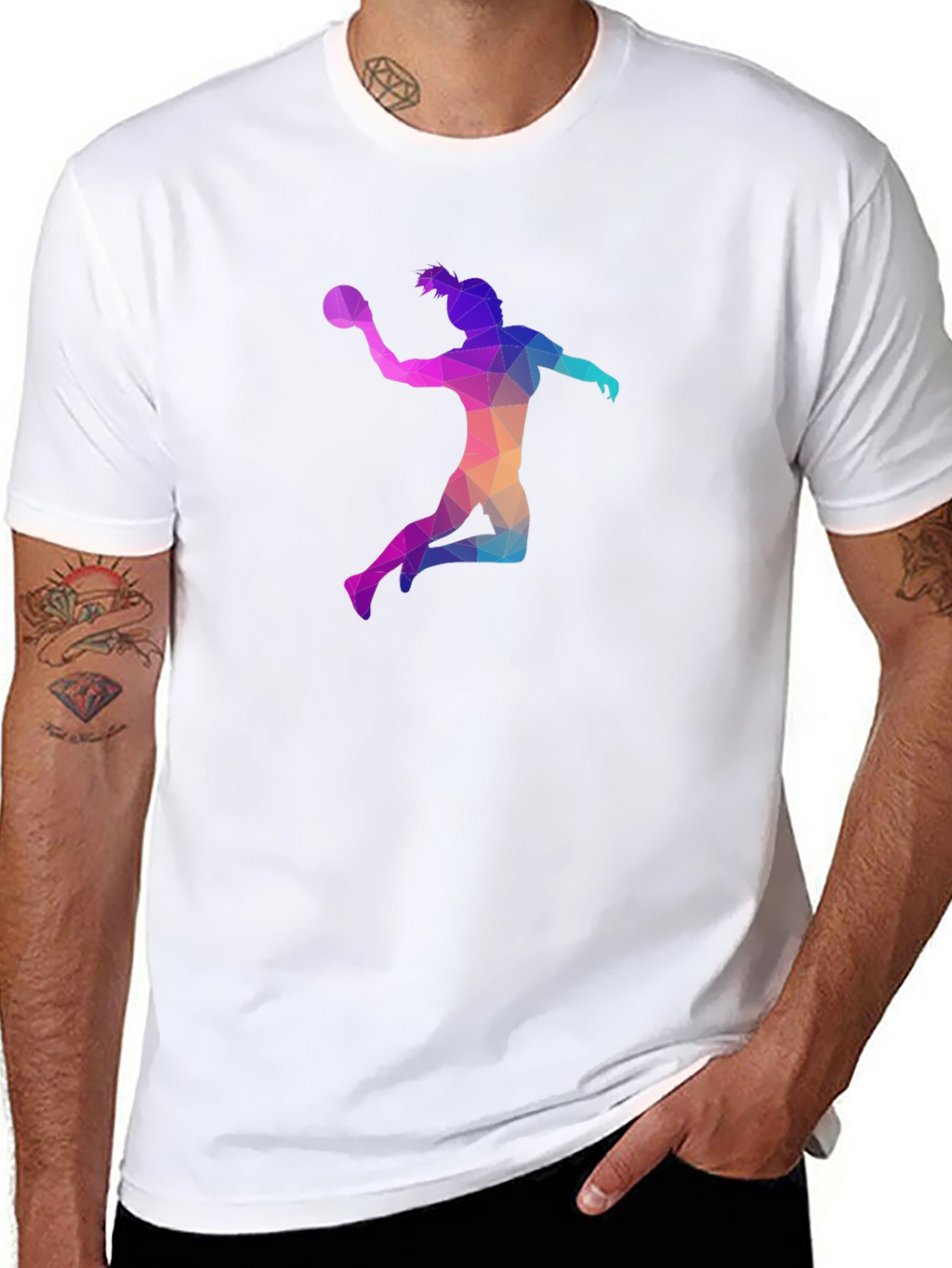 Geometric Handball Player T-Shirt