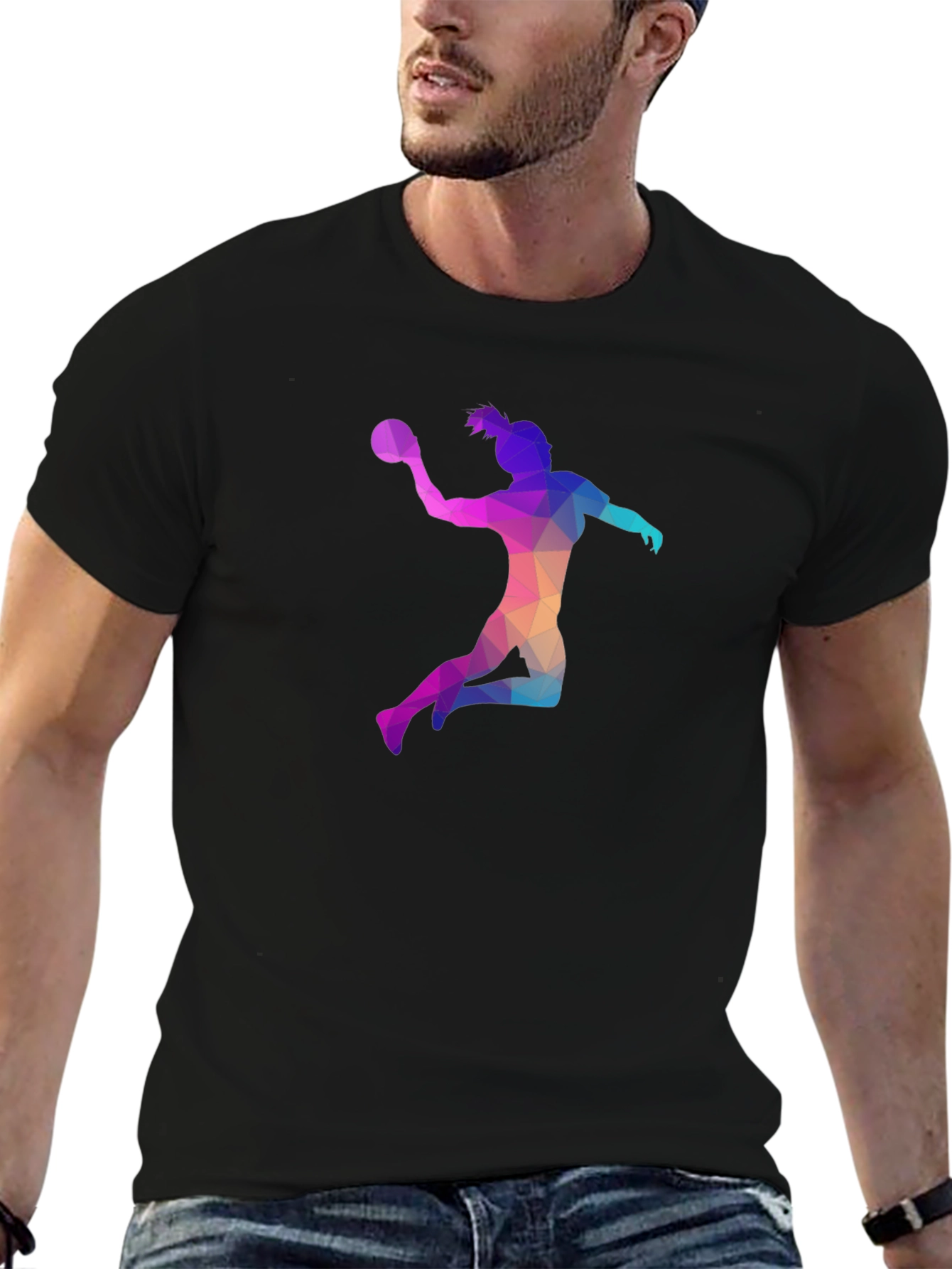 Geometric Handball Player T-Shirt