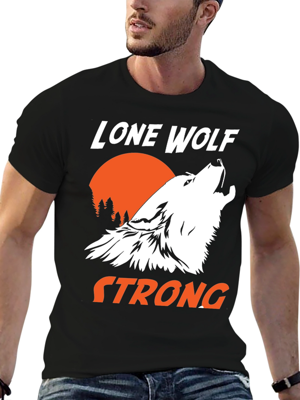 Lone Wolf Strong Graphic T-Shirt - Black