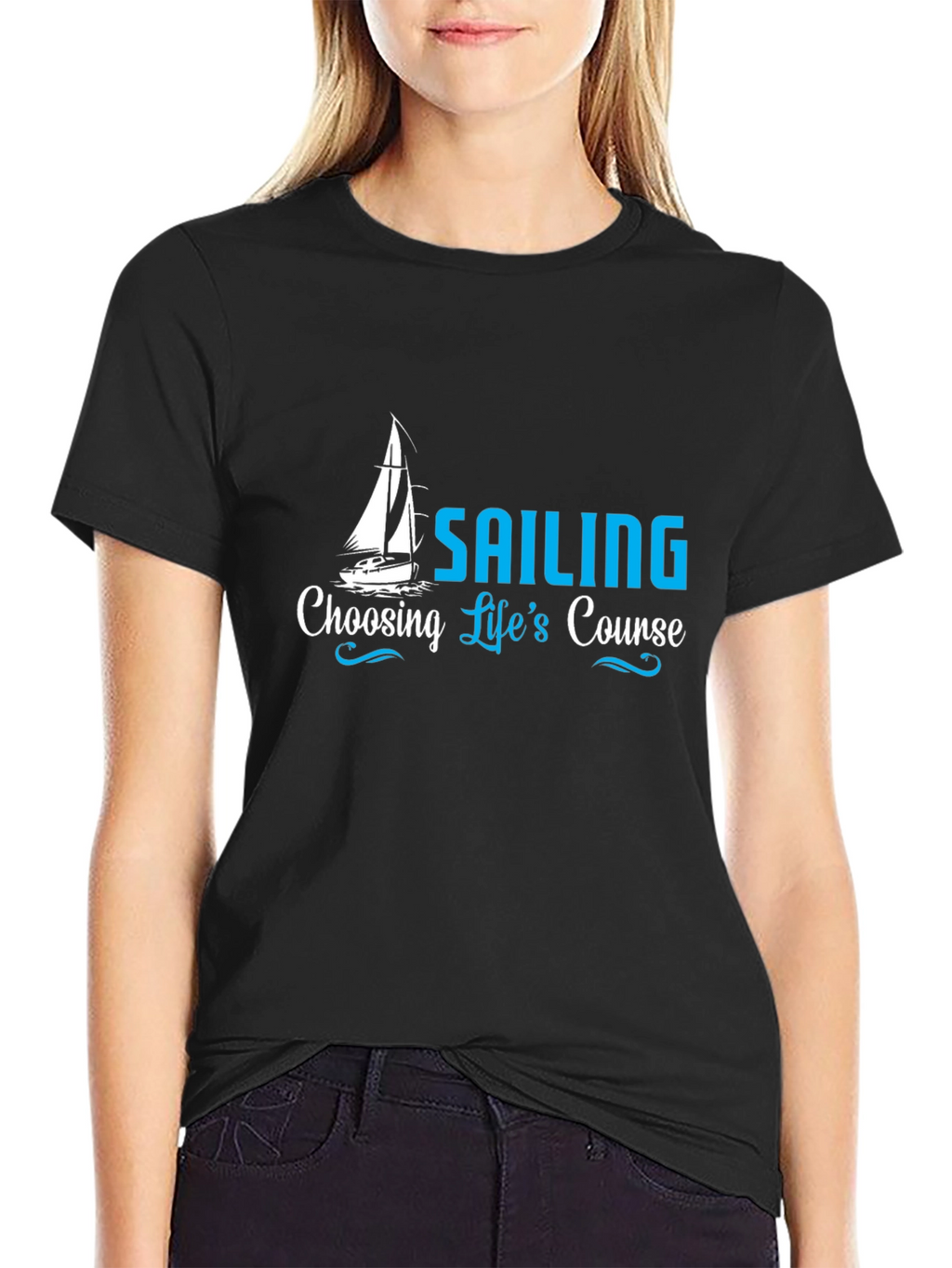 Sailing Lifes Course Black T-Shirt
