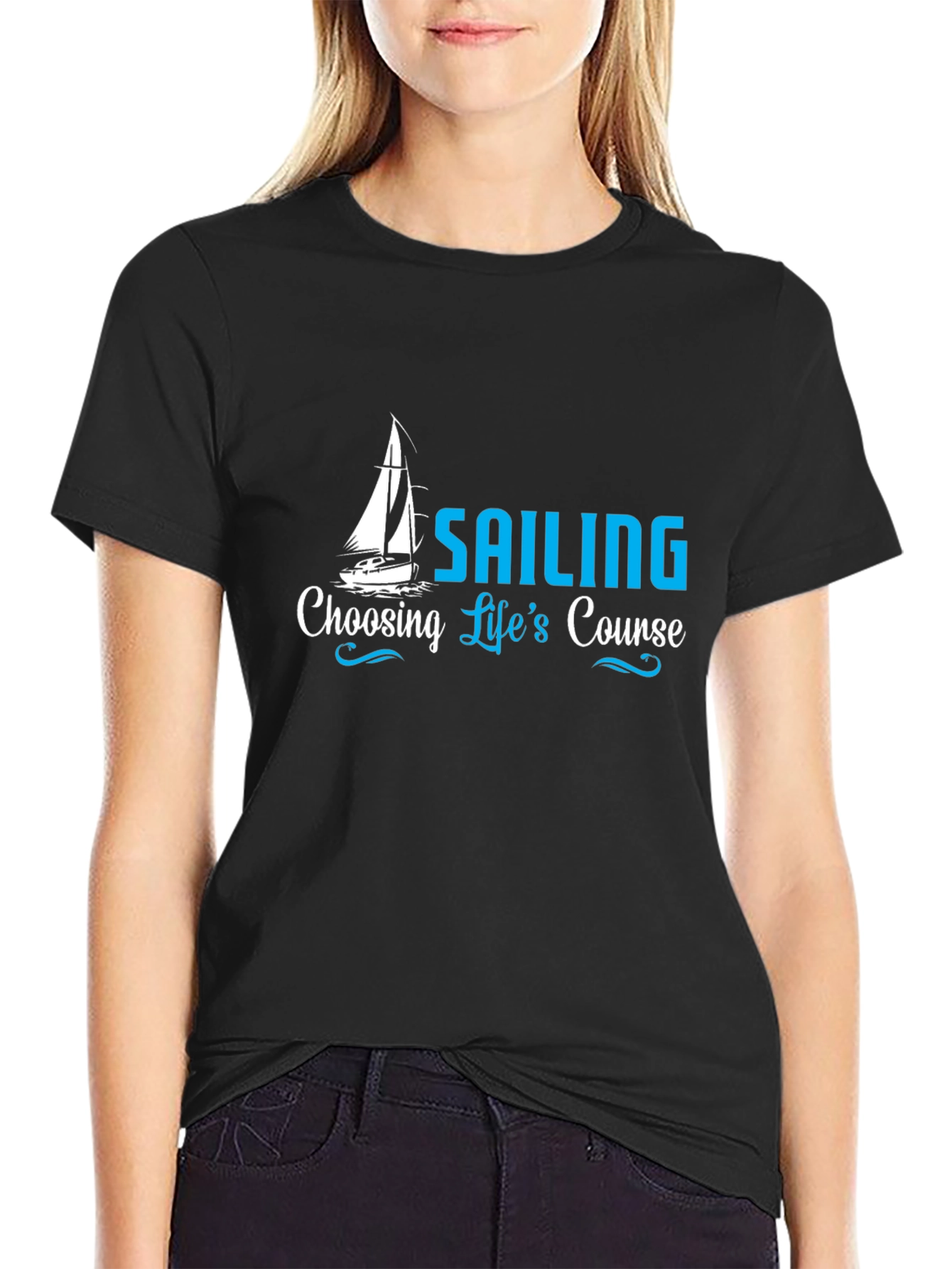 Sailing Lifes Course Black T-Shirt