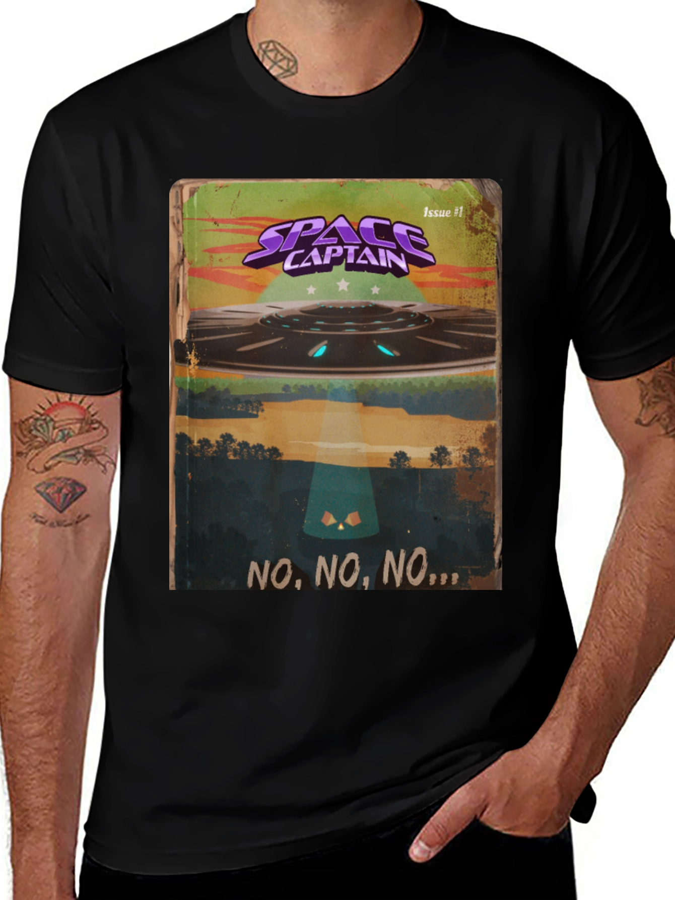 Space Captain UFO Graphic T-Shirt - Sci-Fi Cool!
