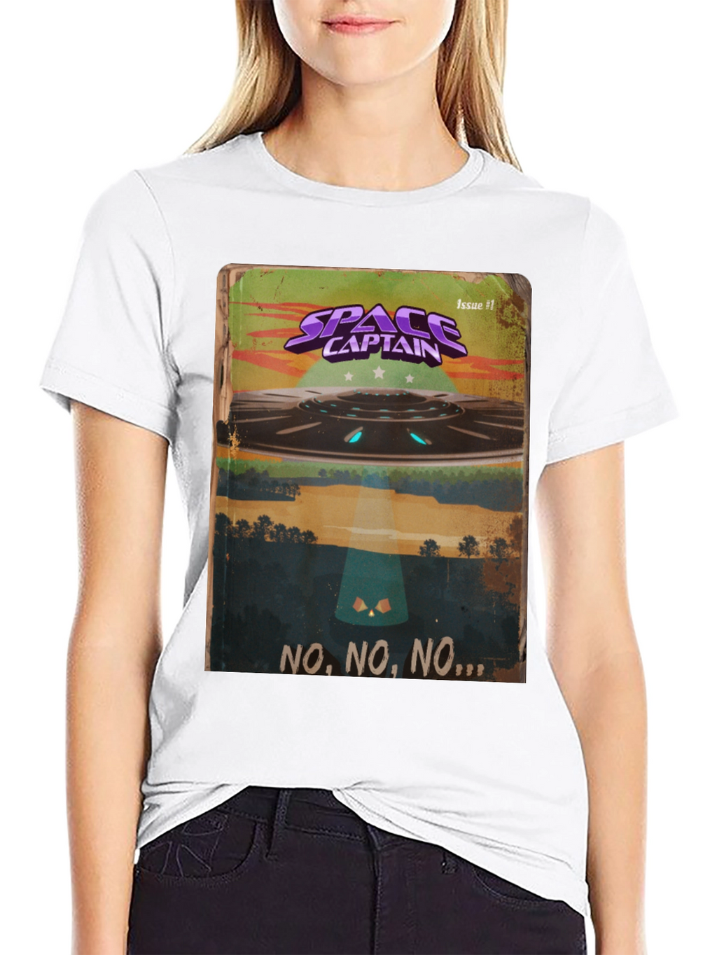 Space Captain UFO Graphic T-Shirt - Sci-Fi Cool!