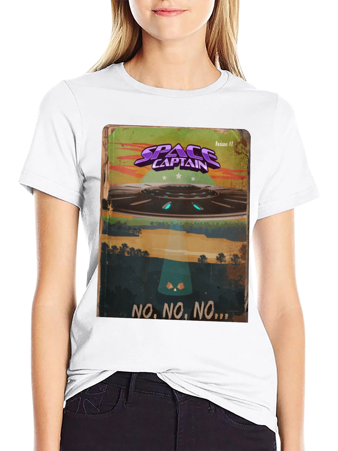 Space Captain UFO Graphic T-Shirt - Sci-Fi Cool!