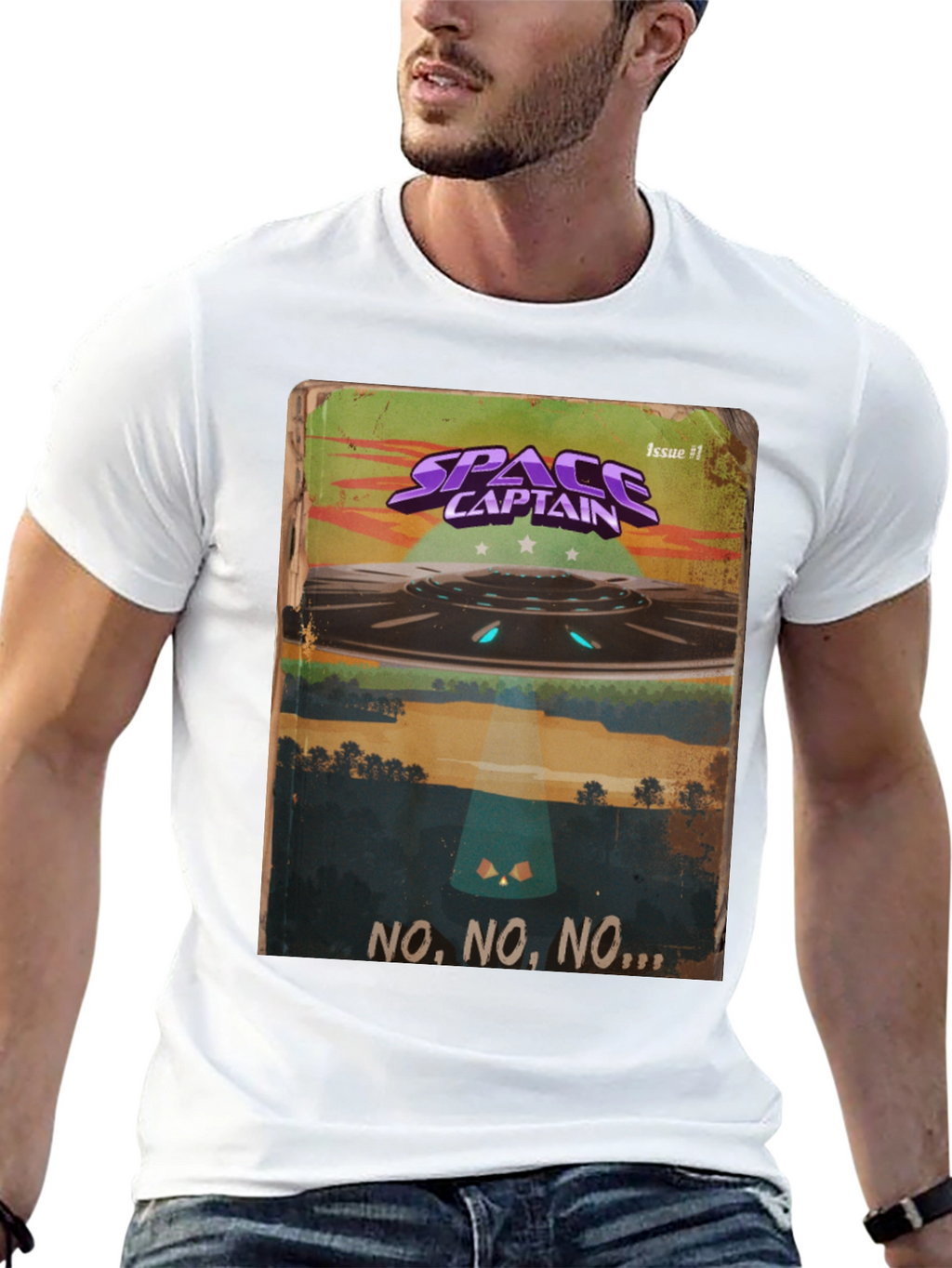 Space Captain UFO Graphic T-Shirt - Sci-Fi Cool!