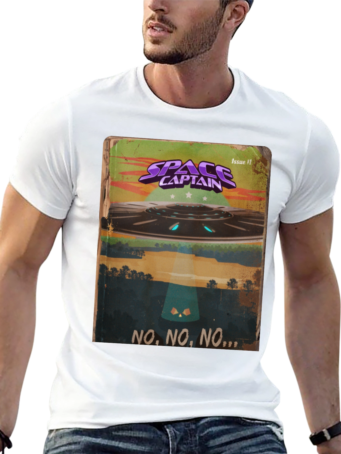 Space Captain UFO Graphic T-Shirt - Sci-Fi Cool!