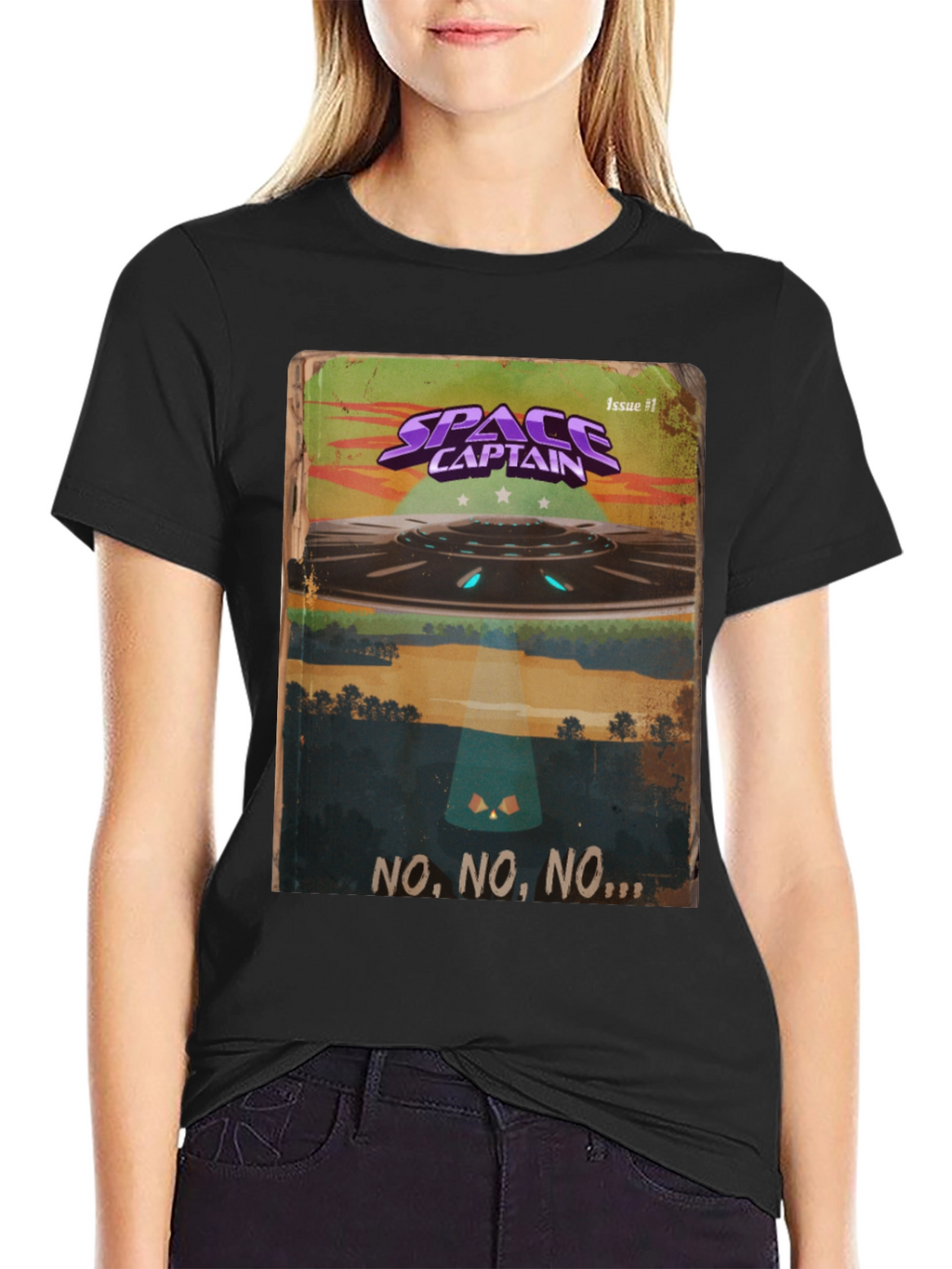 Space Captain UFO Graphic T-Shirt - Sci-Fi Cool!