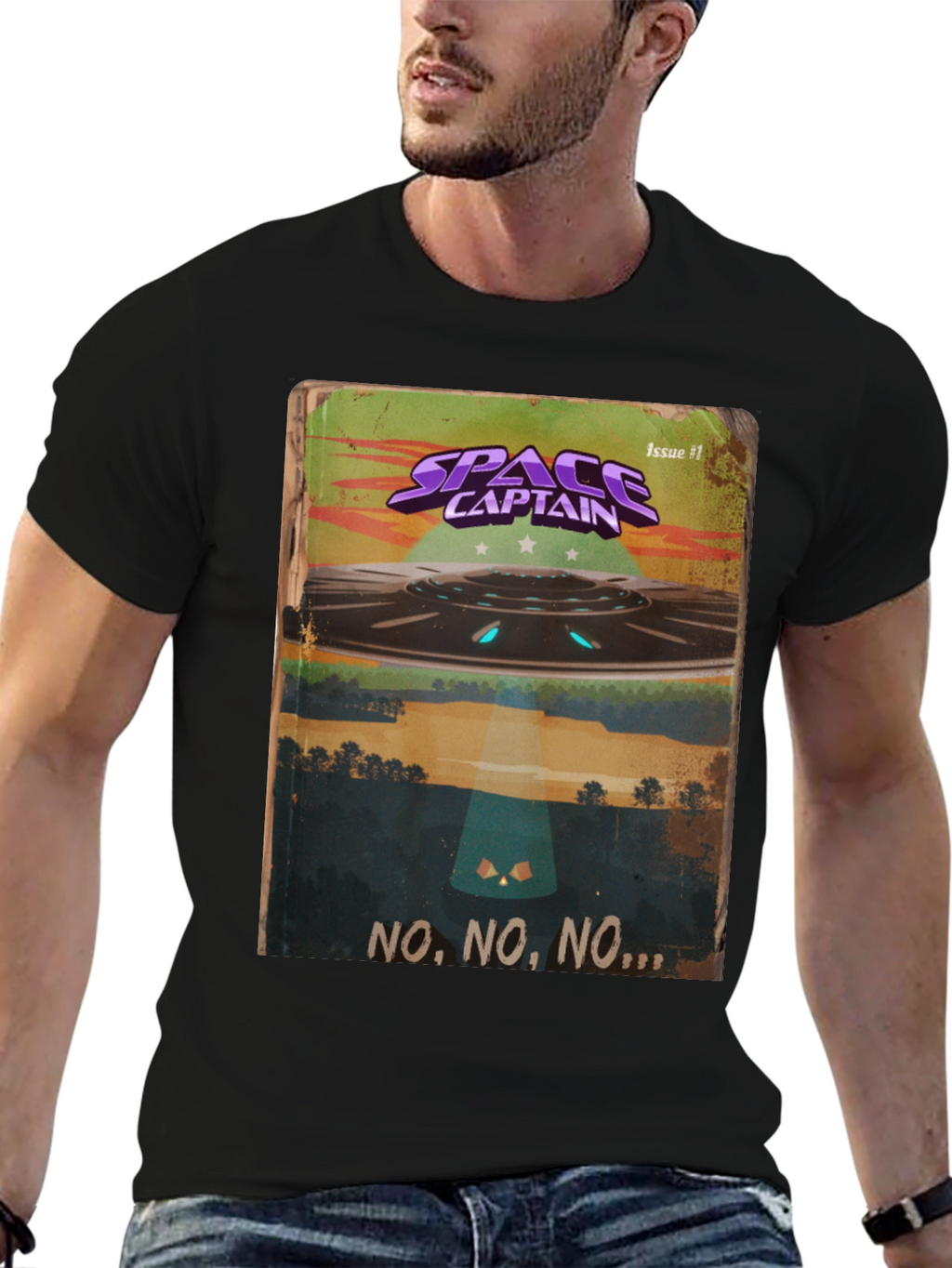 Space Captain UFO Graphic T-Shirt - Sci-Fi Cool!