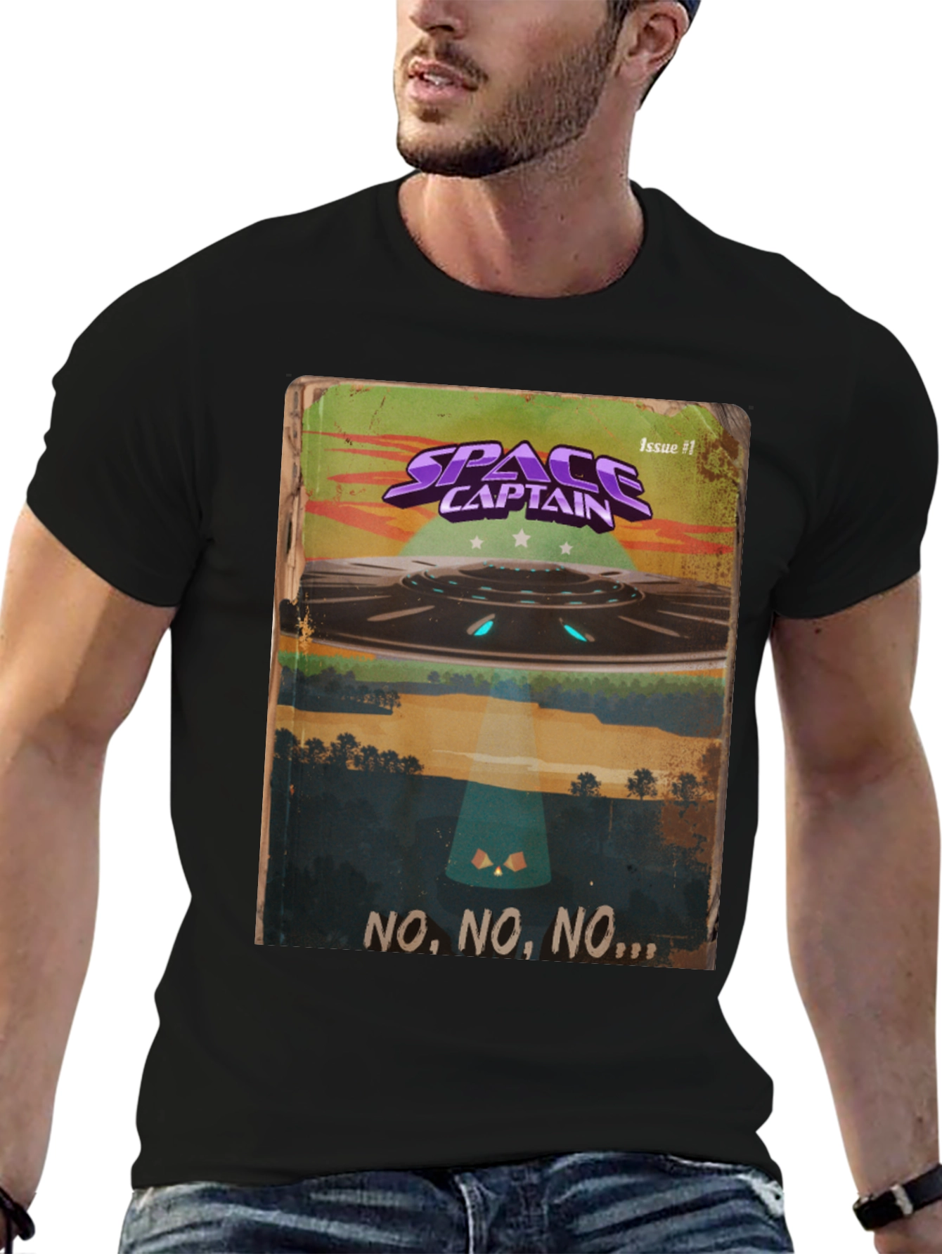 Space Captain UFO Graphic T-Shirt - Sci-Fi Cool!
