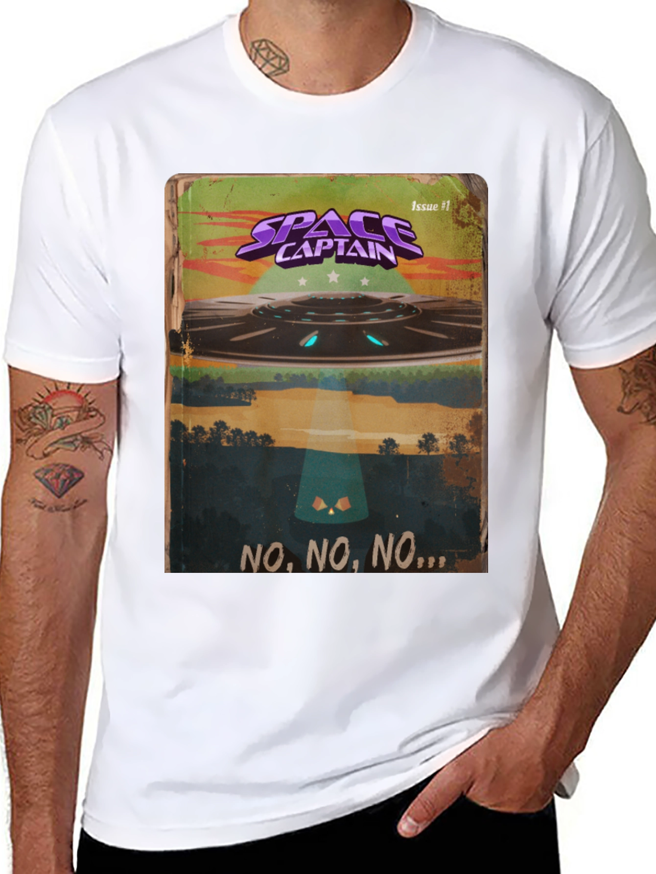 Space Captain UFO Graphic T-Shirt - Sci-Fi Cool!