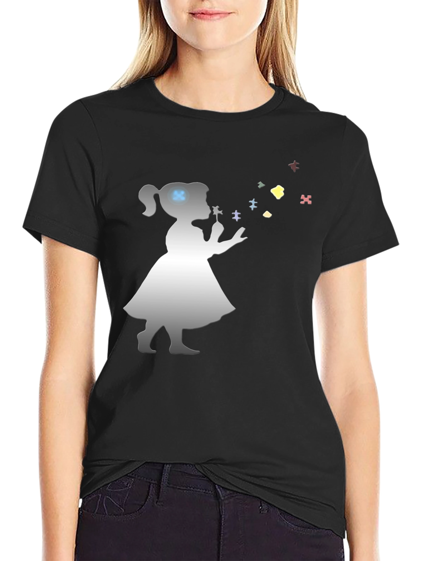 Autism Awareness Girl Blowing Puzzle Pieces T-Shirt