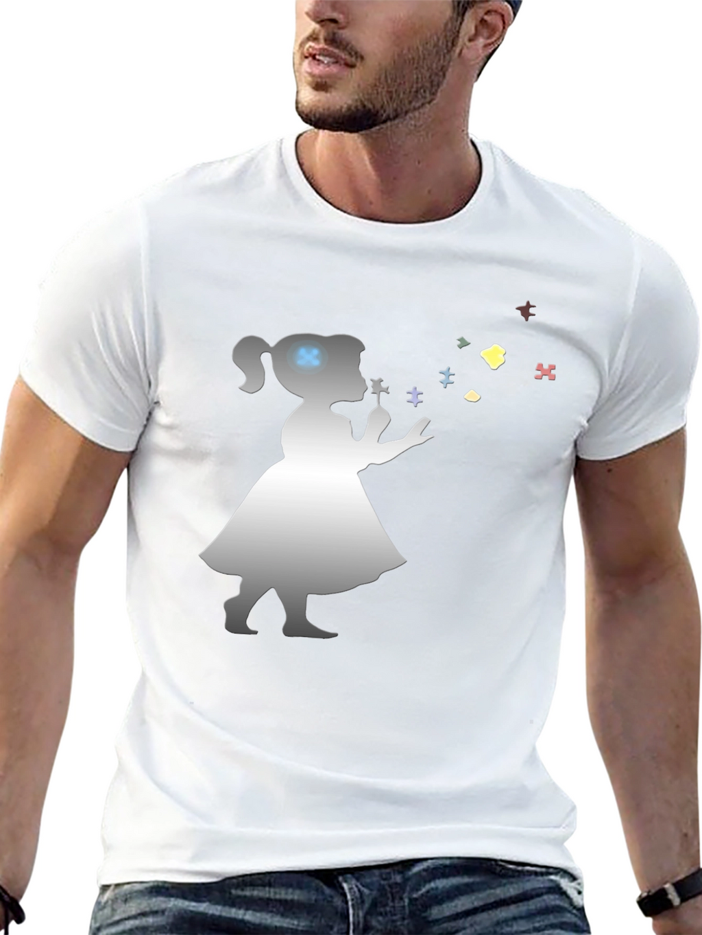 Autism Awareness Girl Blowing Puzzle Pieces T-Shirt