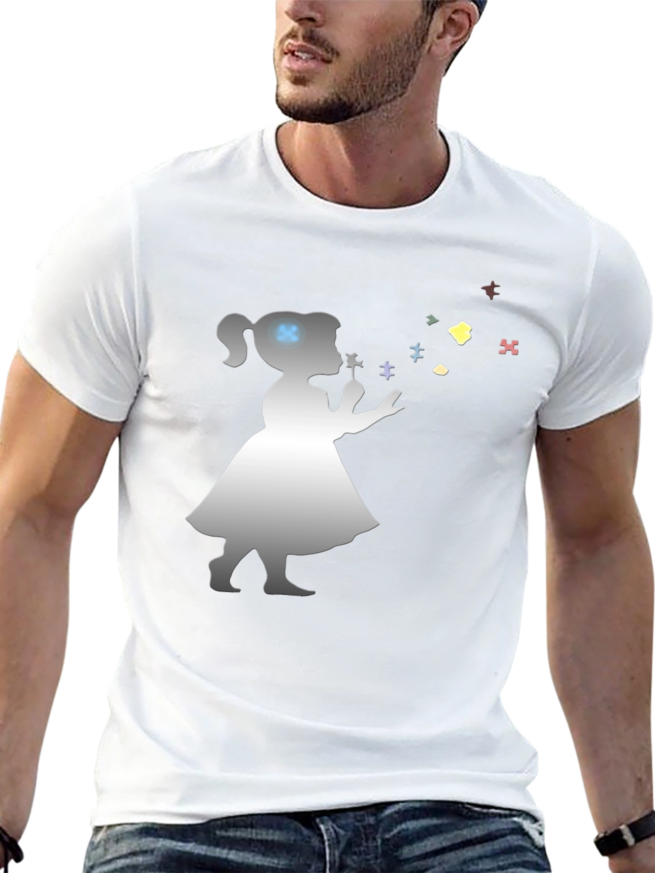 Autism Awareness Girl Blowing Puzzle Pieces T-Shirt