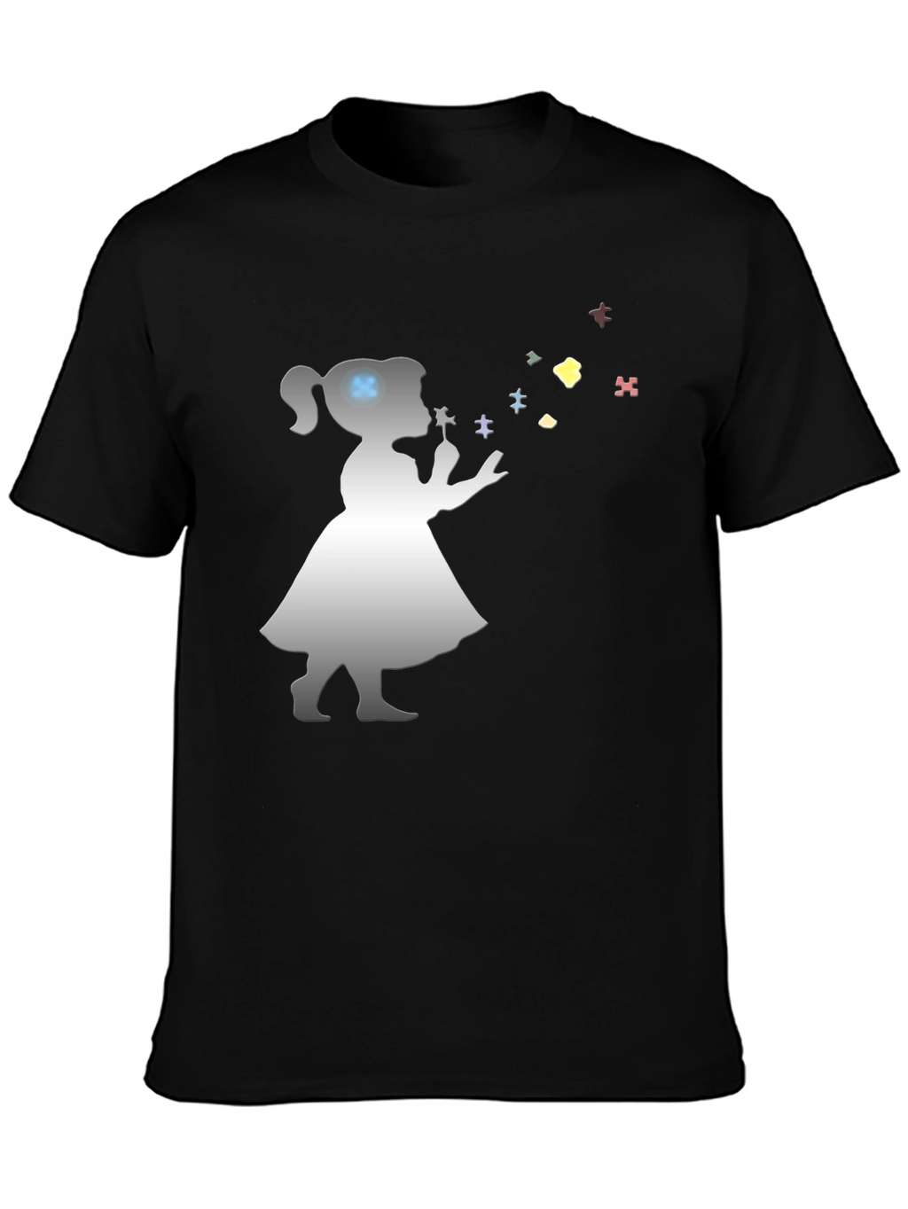 Autism Awareness Girl Blowing Puzzle Pieces T-Shirt
