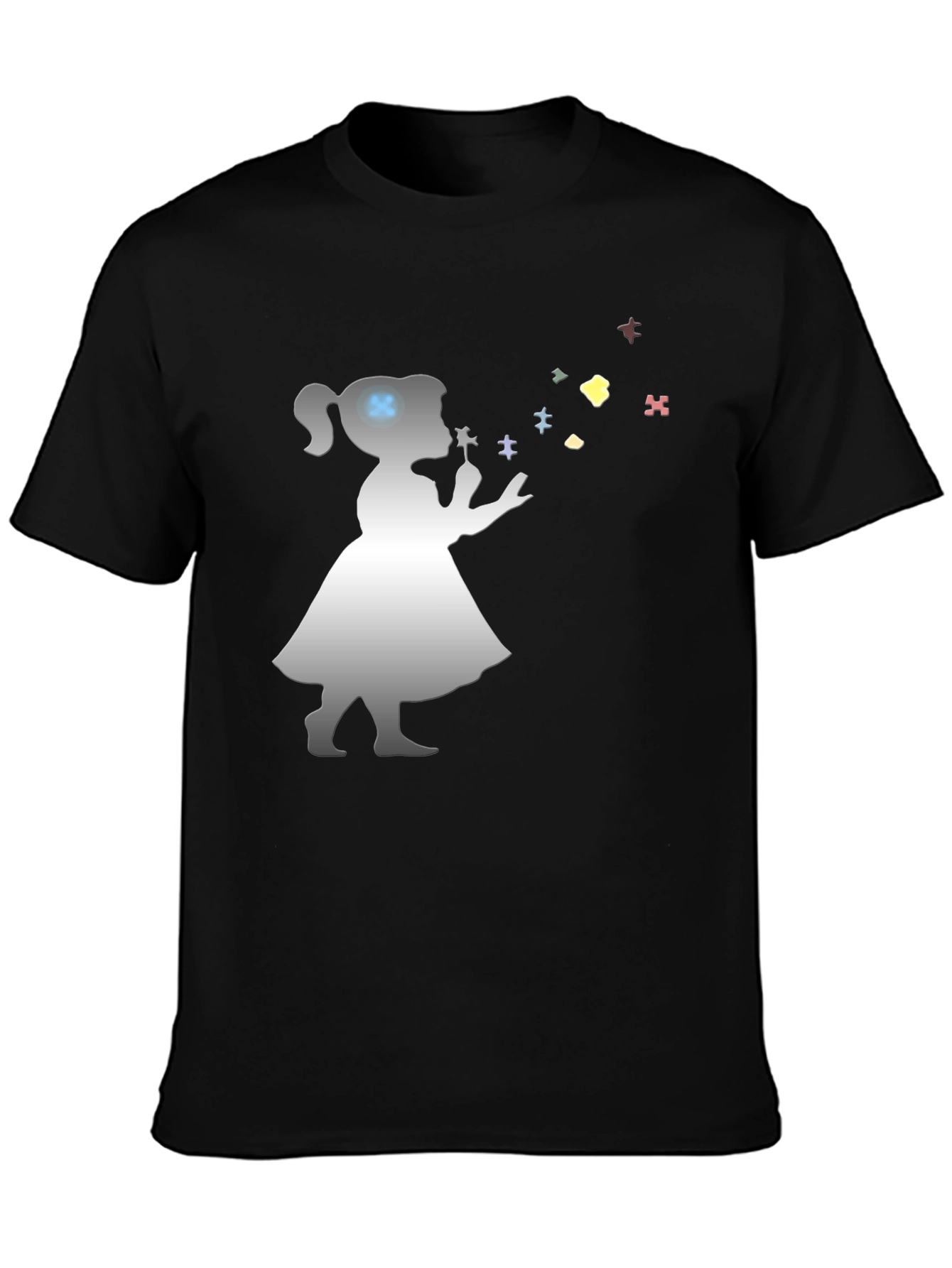 Autism Awareness Girl Blowing Puzzle Pieces T-Shirt