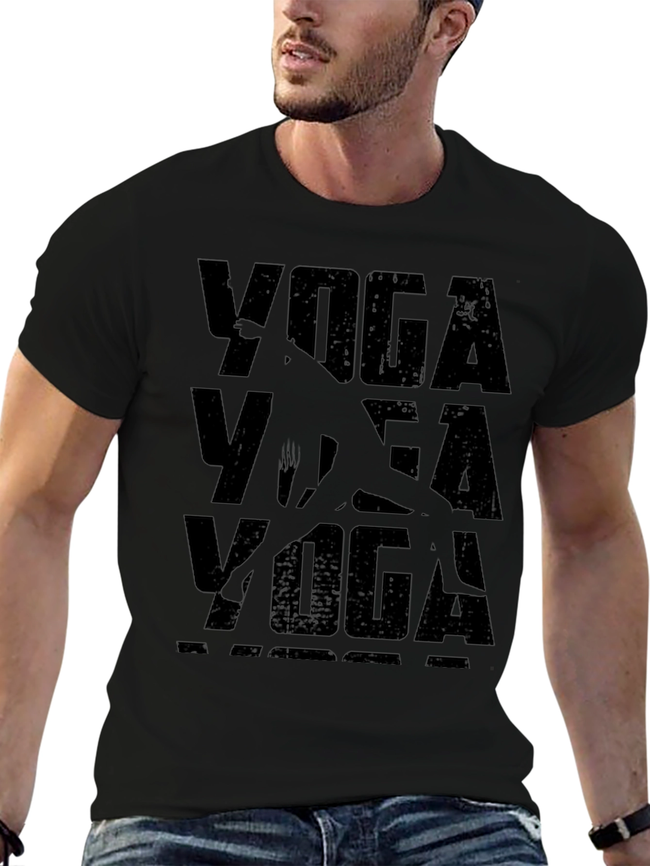 Yoga Pose Graphic T-Shirt - Black Casual Tee