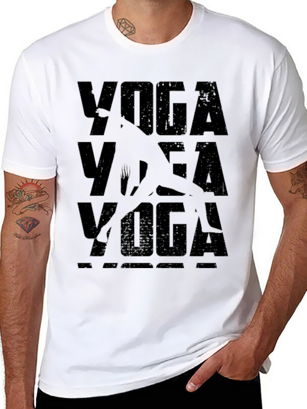 Yoga Pose Graphic T-Shirt - Black Casual Tee