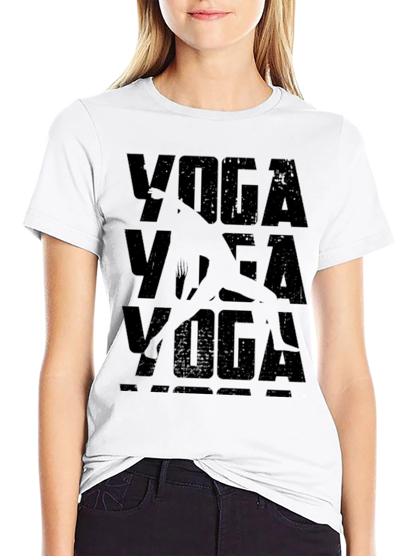 Yoga Pose Graphic T-Shirt - Black Casual Tee