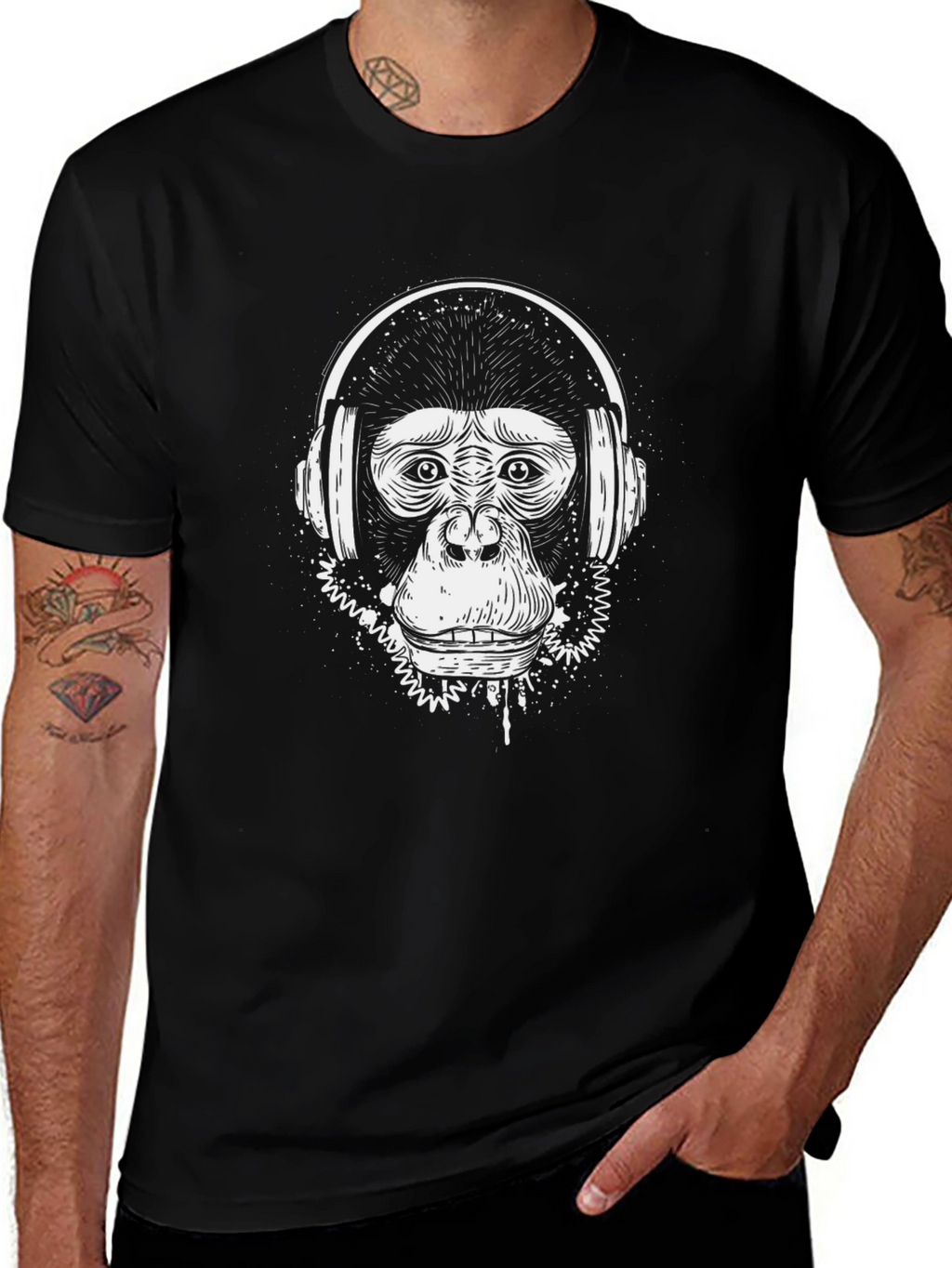Cool Monkey DJ Black T-Shirt