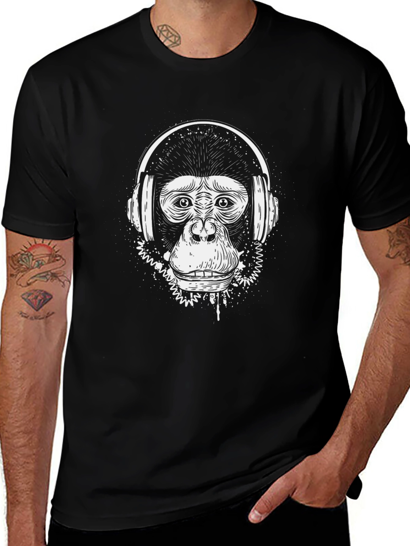Cool Monkey DJ Black T-Shirt