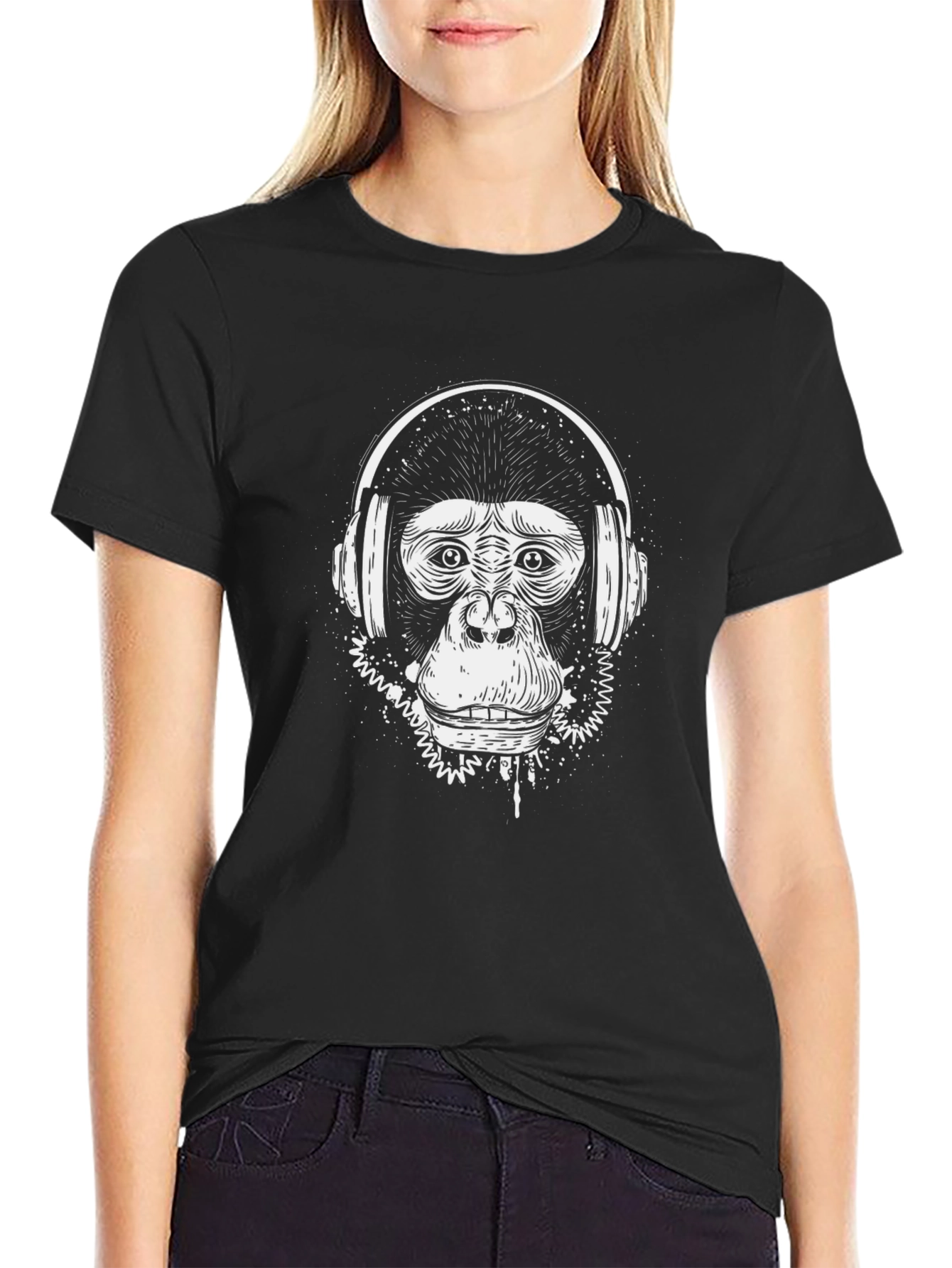 Cool Monkey DJ Black T-Shirt