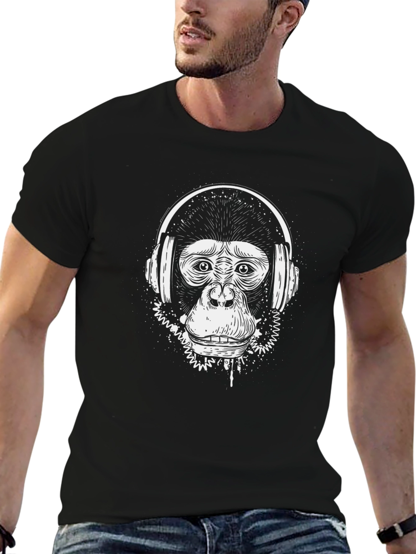 Cool Monkey DJ Black T-Shirt