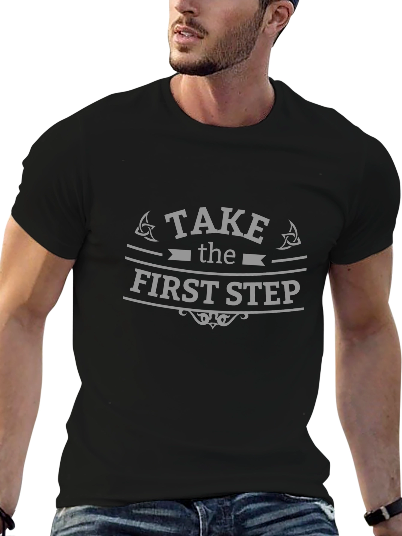 Take the First Step Graphic Tee - Black