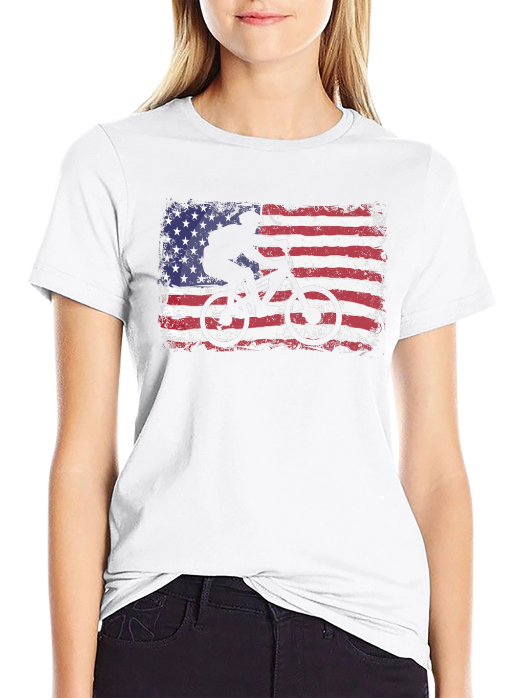 American Flag Mountain Bike T-Shirt