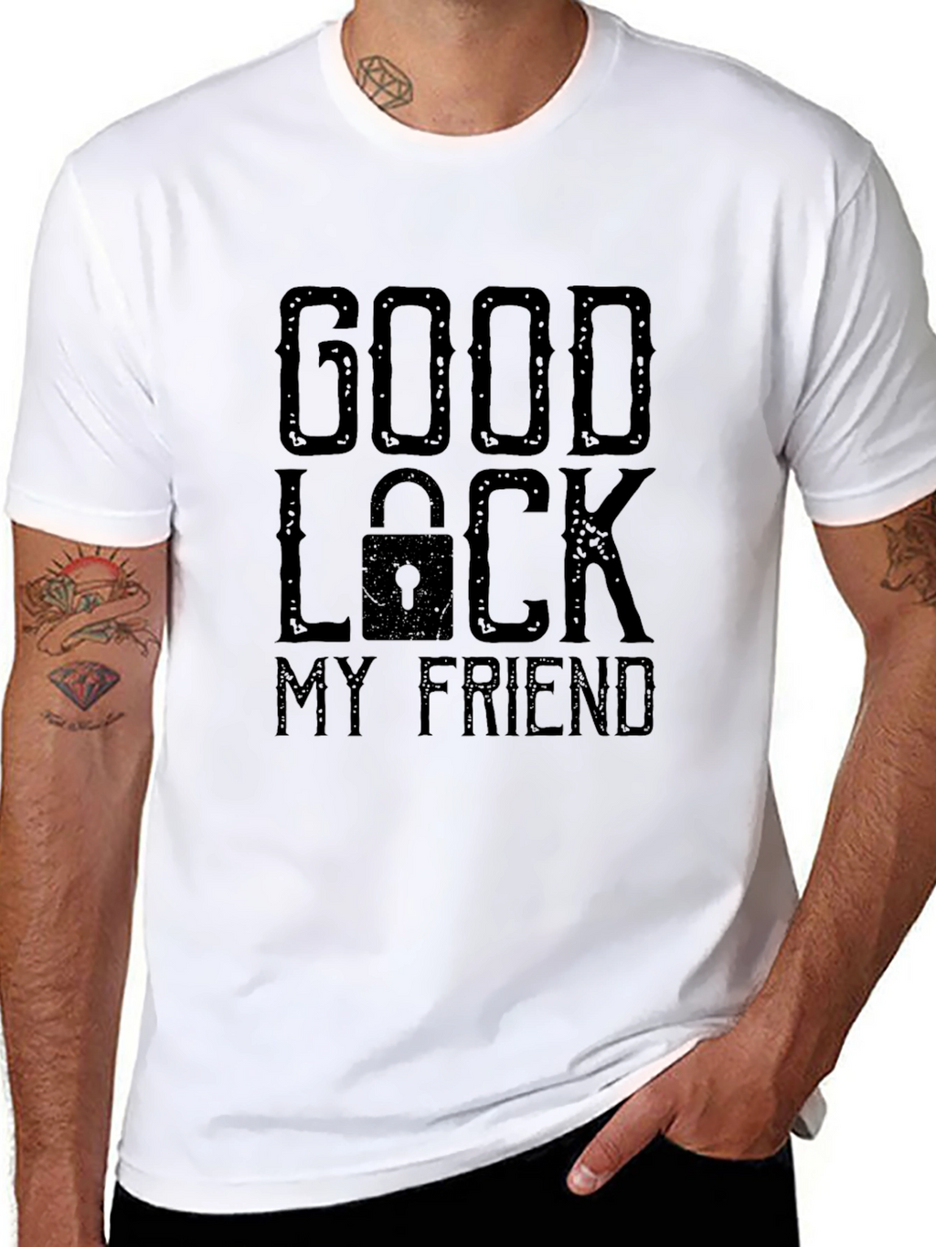 Good Luck My Friend Graphic Print T-Shirt