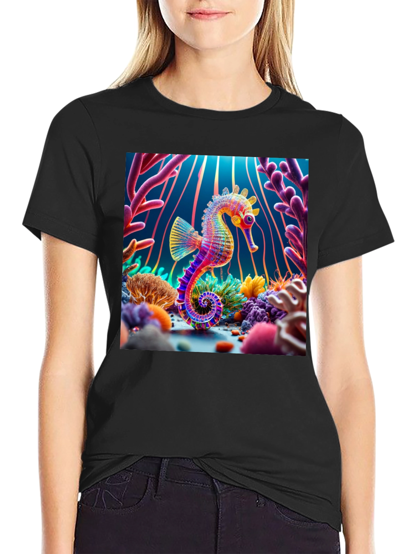 Seahorse Reef Graphic Tee - Unique Ocean Design