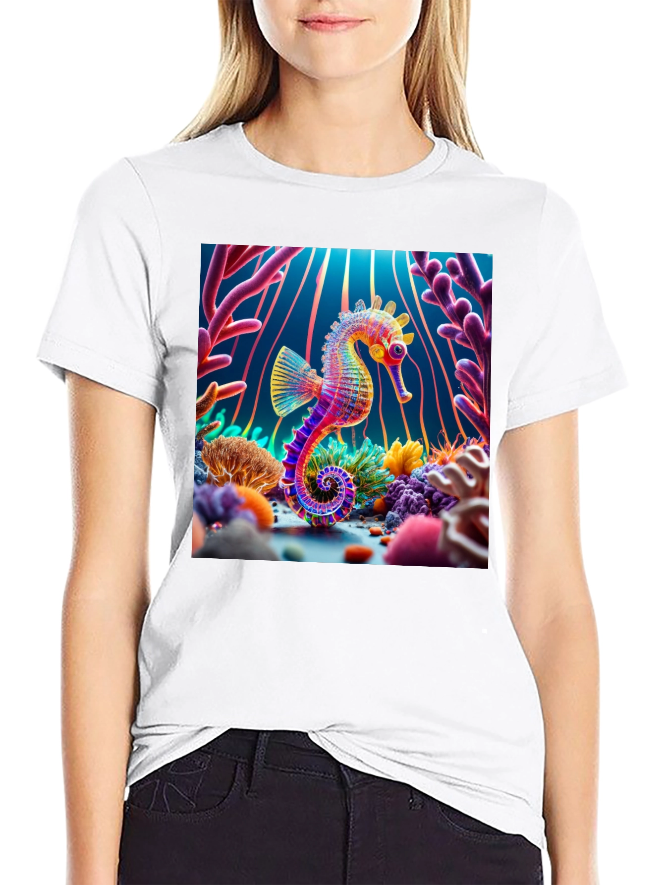 Seahorse Reef Graphic Tee - Unique Ocean Design