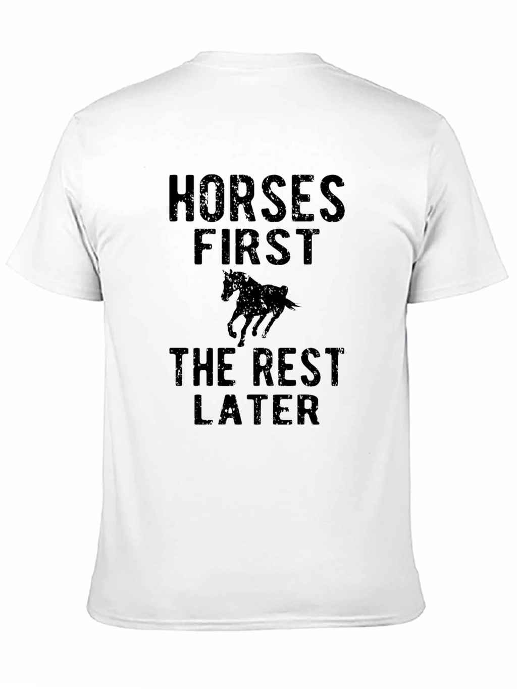 Horses First Graphic T-Shirt - Black Casual Style