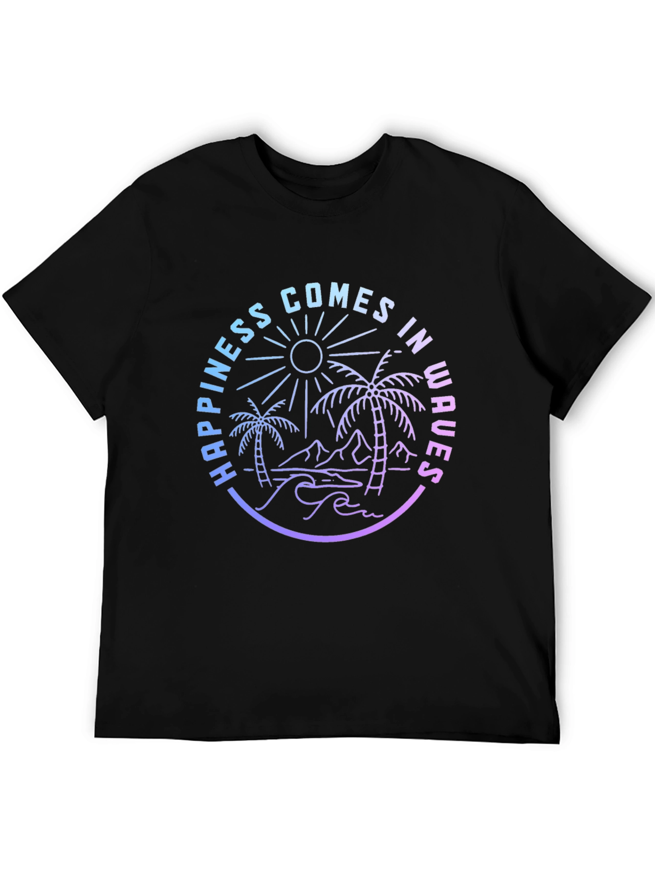 Happiness Comes in Waves Graphic Tee - Black