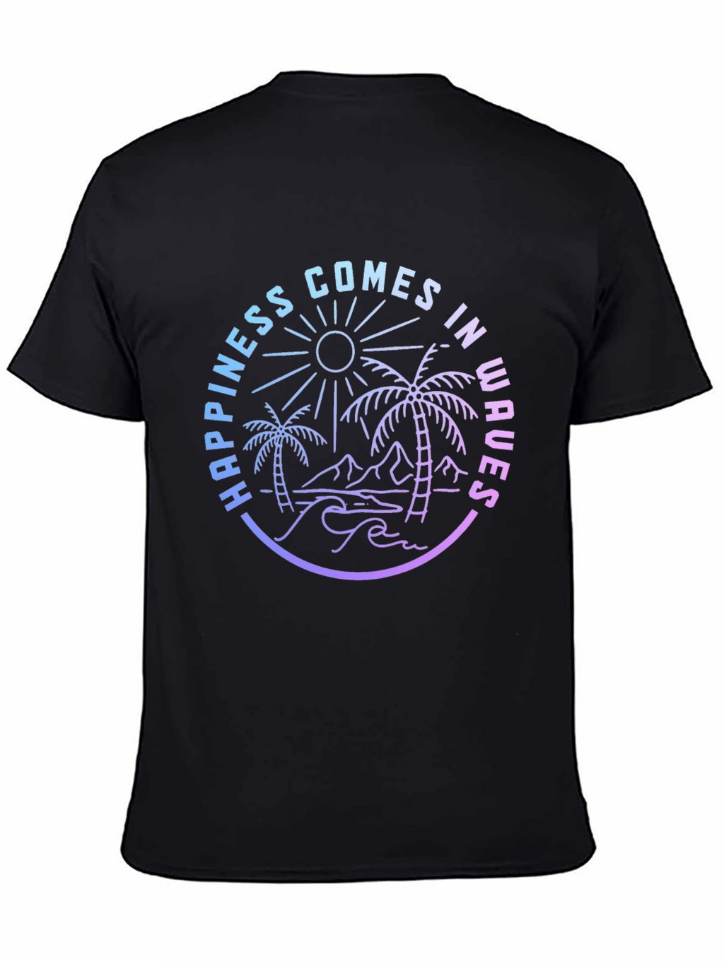 Happiness Comes in Waves Graphic Tee - Black