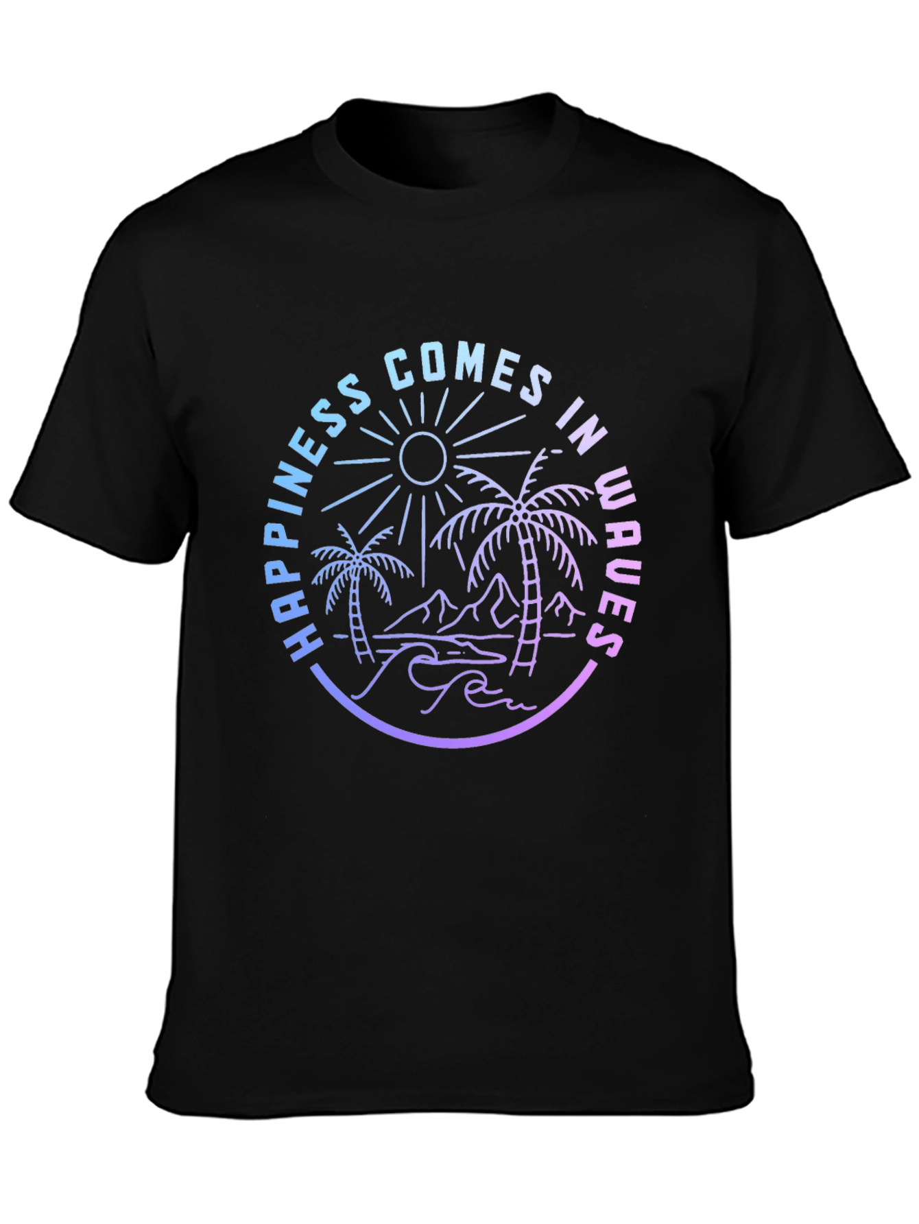 Happiness Comes in Waves Graphic Tee - Black