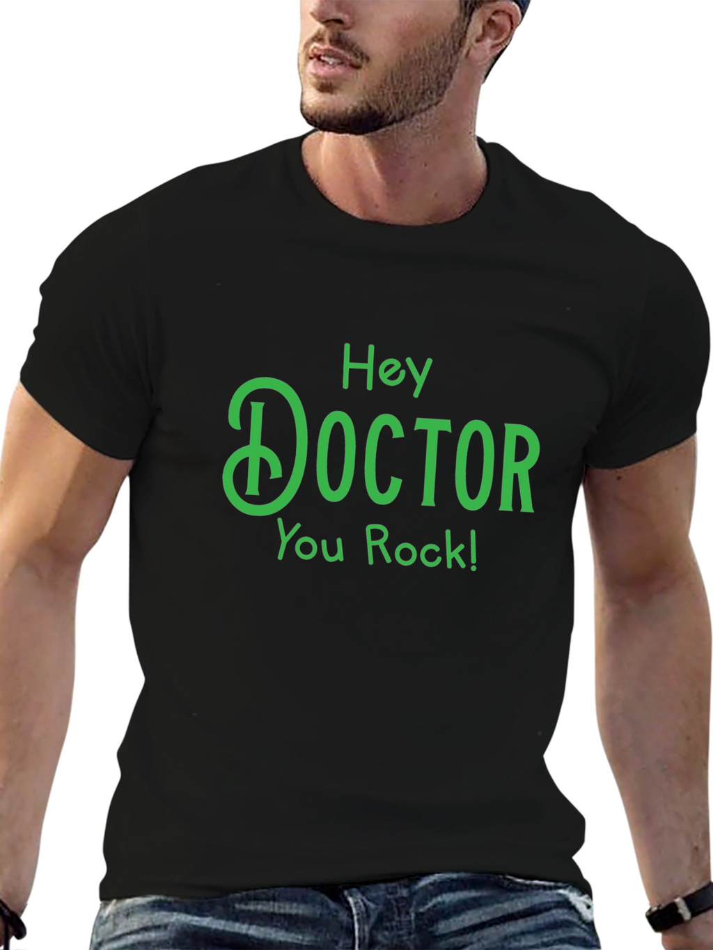 Hey Doctor You Rock! Graphic Tee - Black