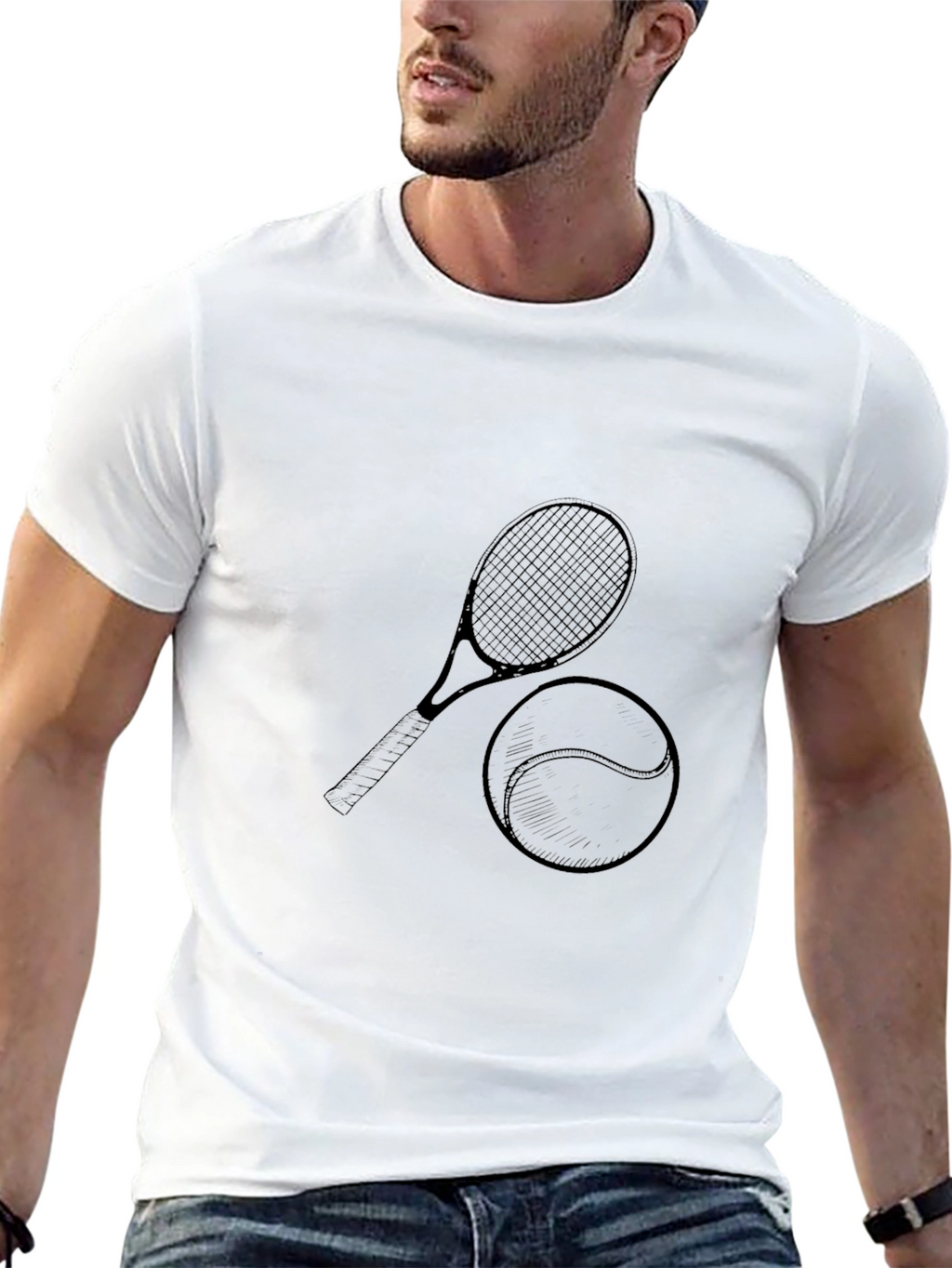 Tennis Racquet and Ball Graphic T-Shirt