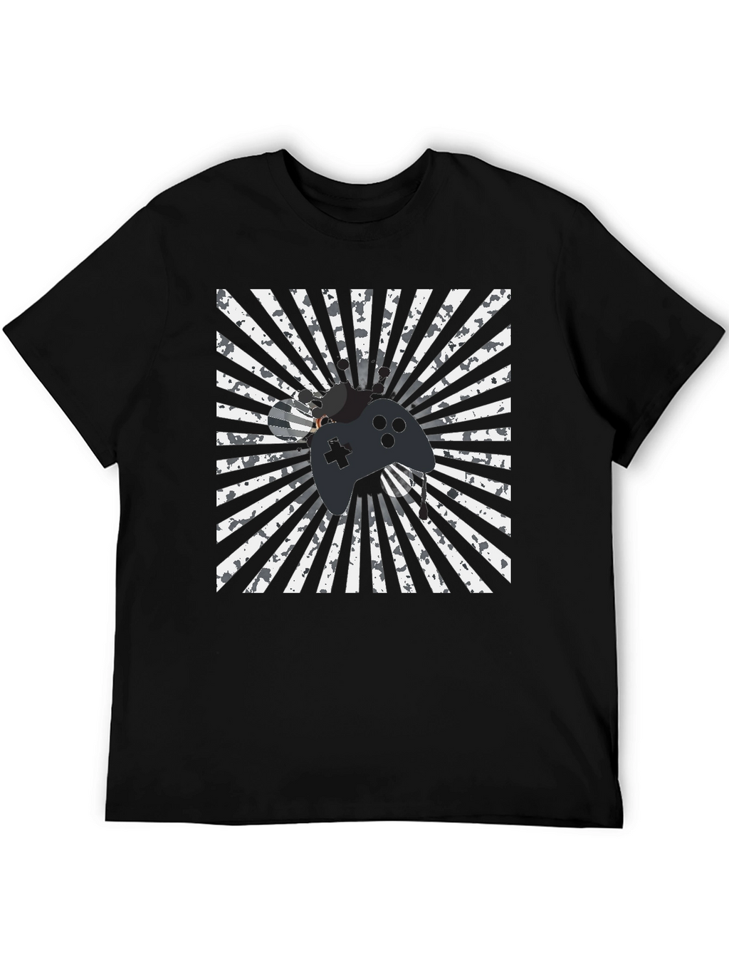 Gamer Style Black T-Shirt - Controller Design