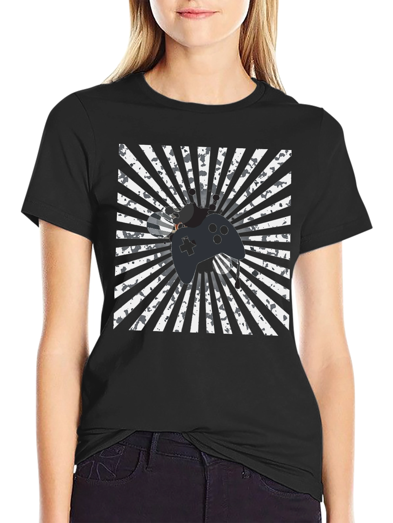 Gamer Style Black T-Shirt - Controller Design