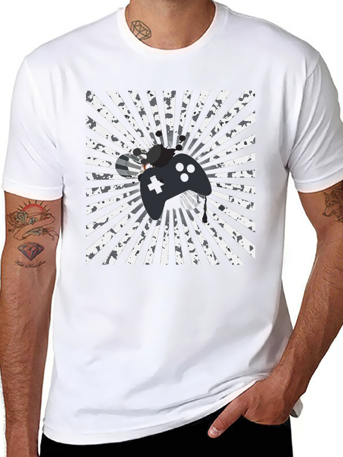 Gamer Style Black T-Shirt - Controller Design