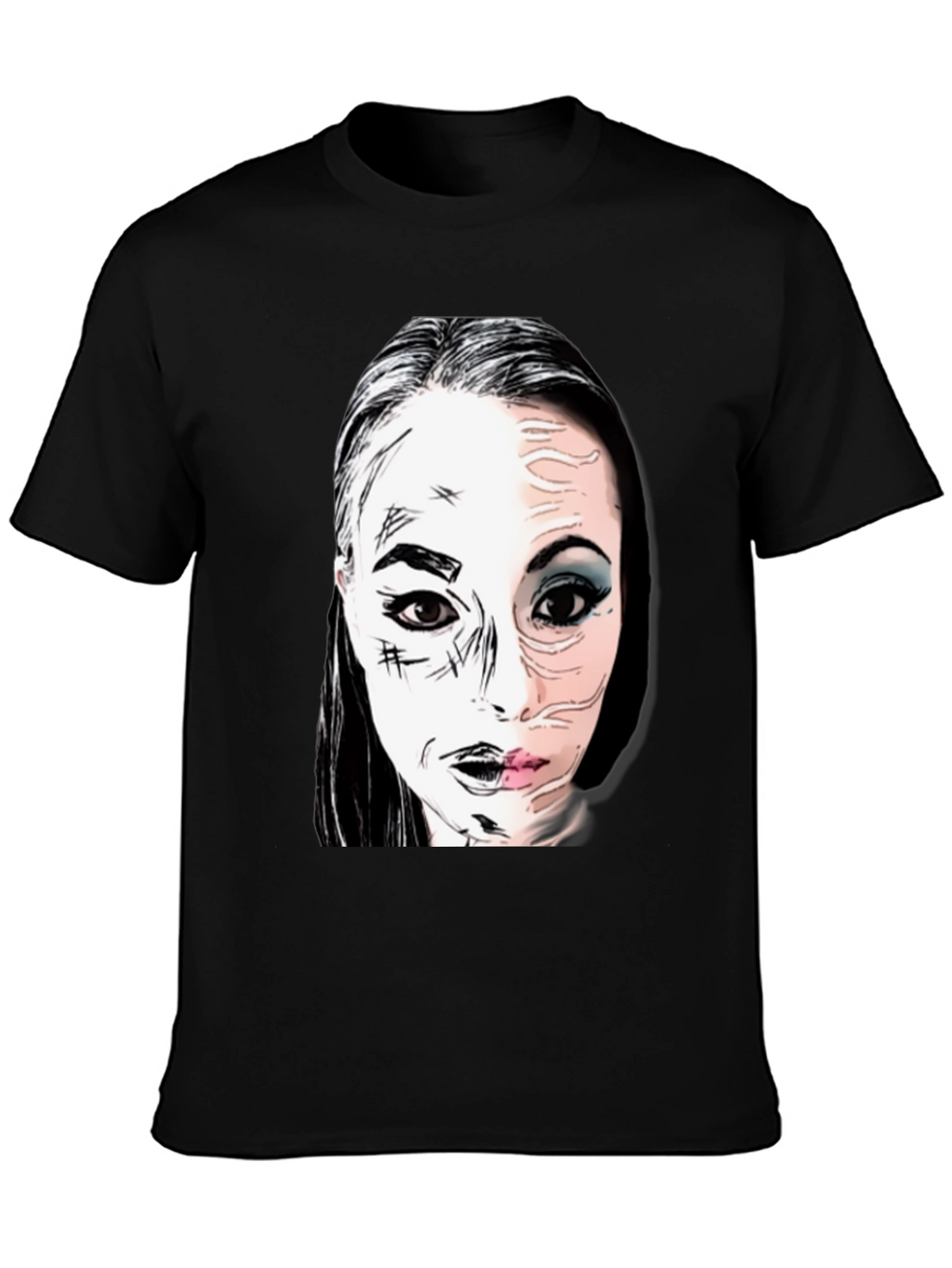 Unique Graphic Print Tee - Black