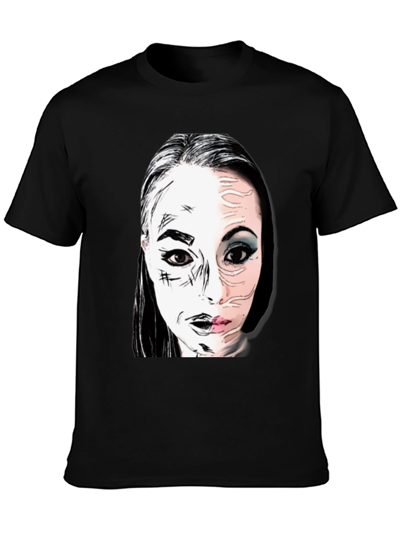 Unique Graphic Print Tee - Black